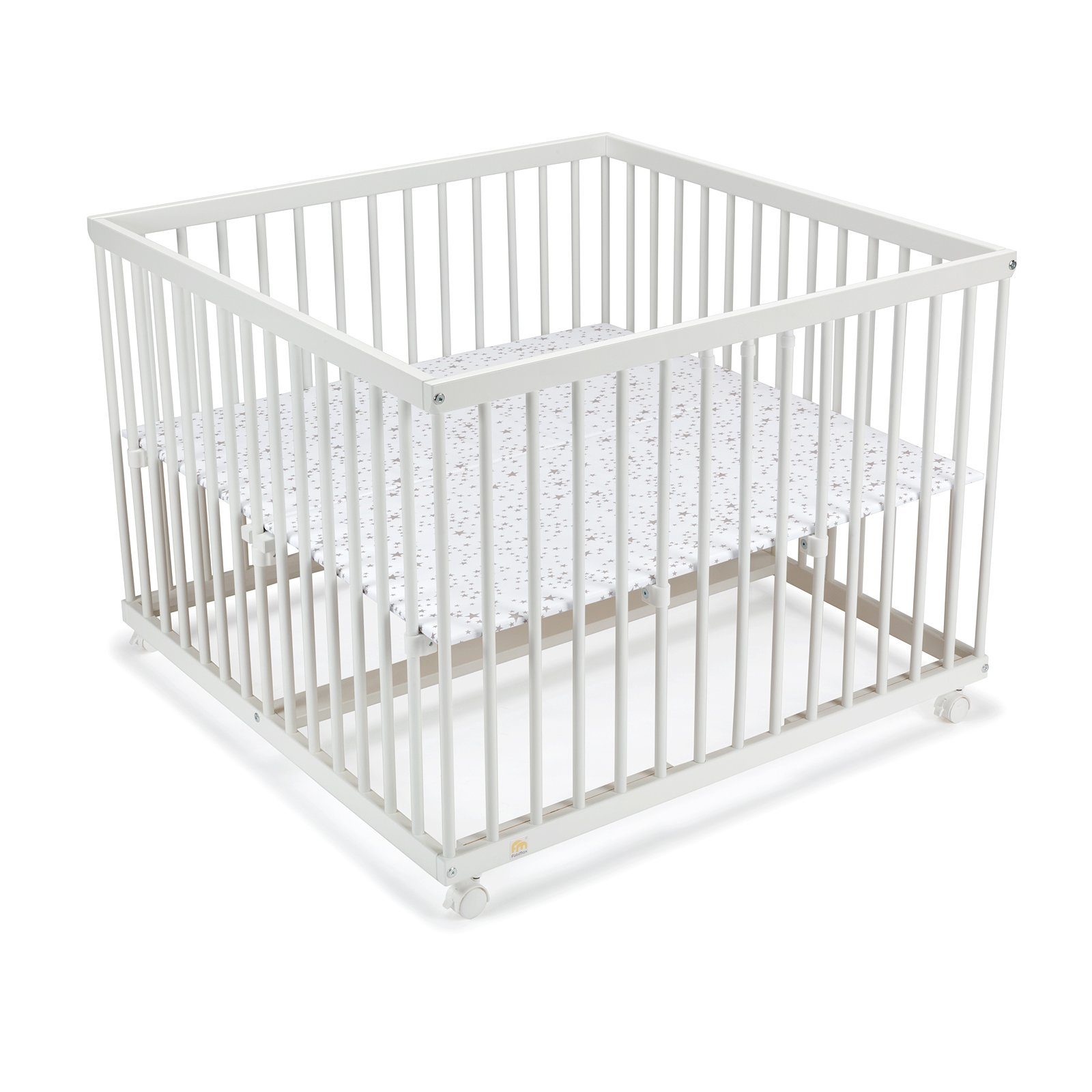 FabiMax Laufgitter 100x100 cm, weiß lackiert, aus massivem Buchenholz, stufenlos höhenverstellbar