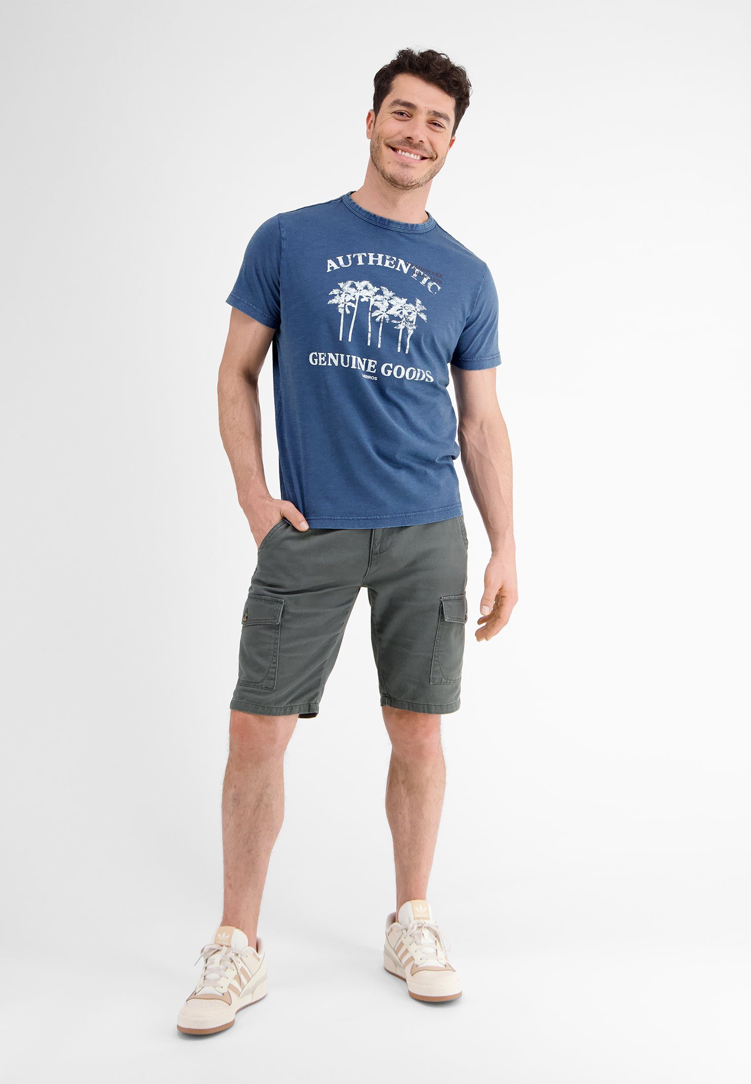 T-Shirt TRAVEL LERROS BLUE mit LERROS Frontprint T-Shirt