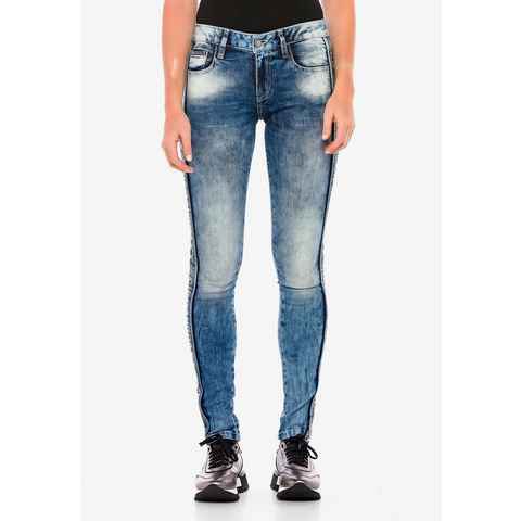 Cipo & Baxx Slim-fit-Jeans mit Seitenstreifen im Glitzer Look in Skinny-Fit
