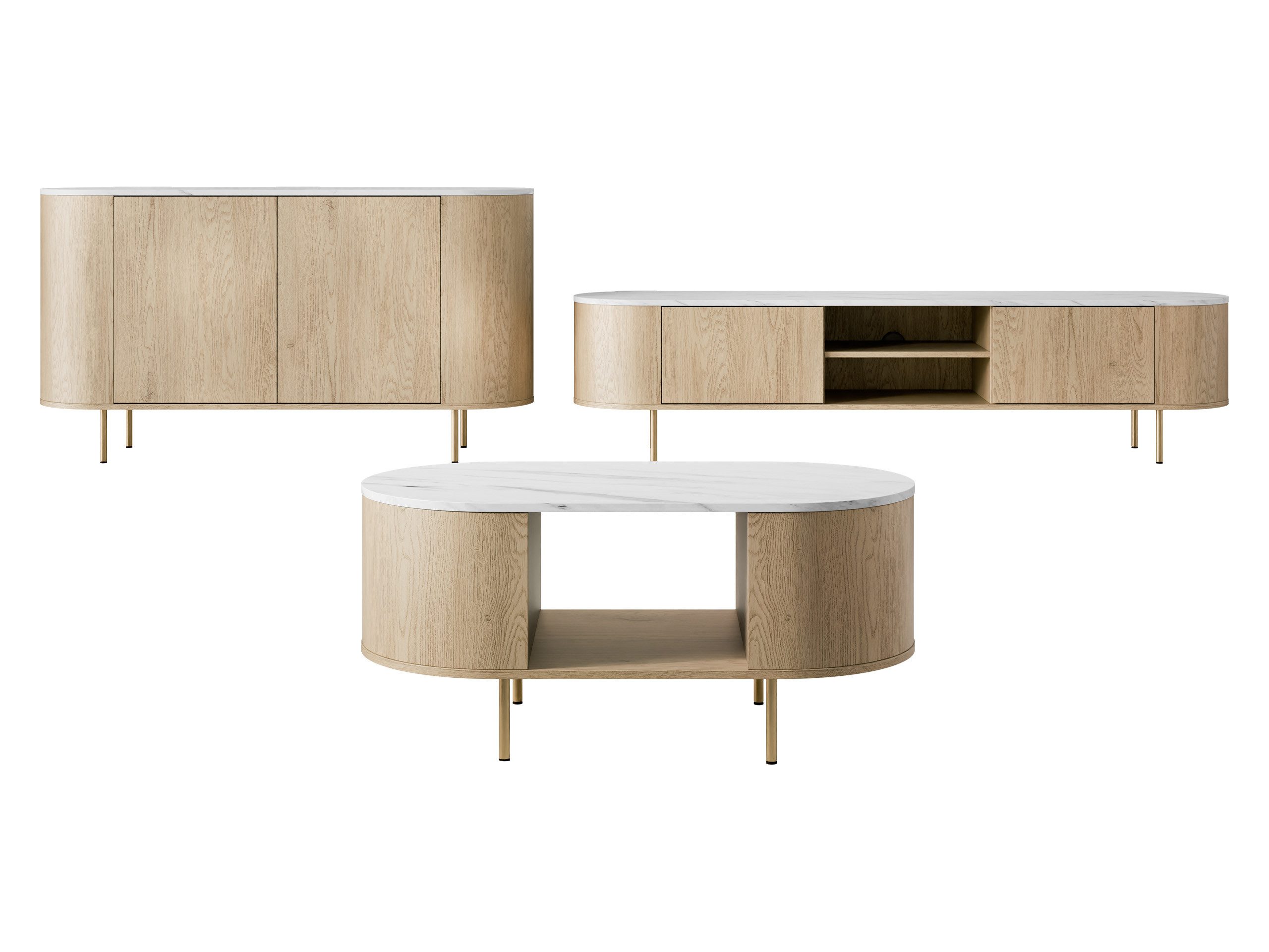 MIRJAN24 Wohnzimmer-Set Lygrint I, (3er-Set, Kommode, TV-Element, Couchtisc günstig online kaufen
