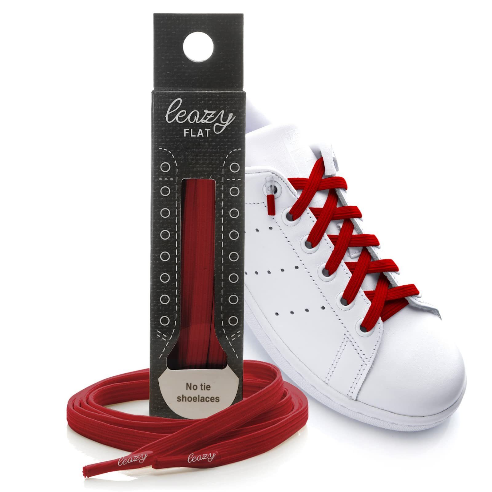 leazy Schnürsenkel Elastisch Flach, Patentierte, Elastische Schnürbänder zum Einhaken Ohne Binden Rot