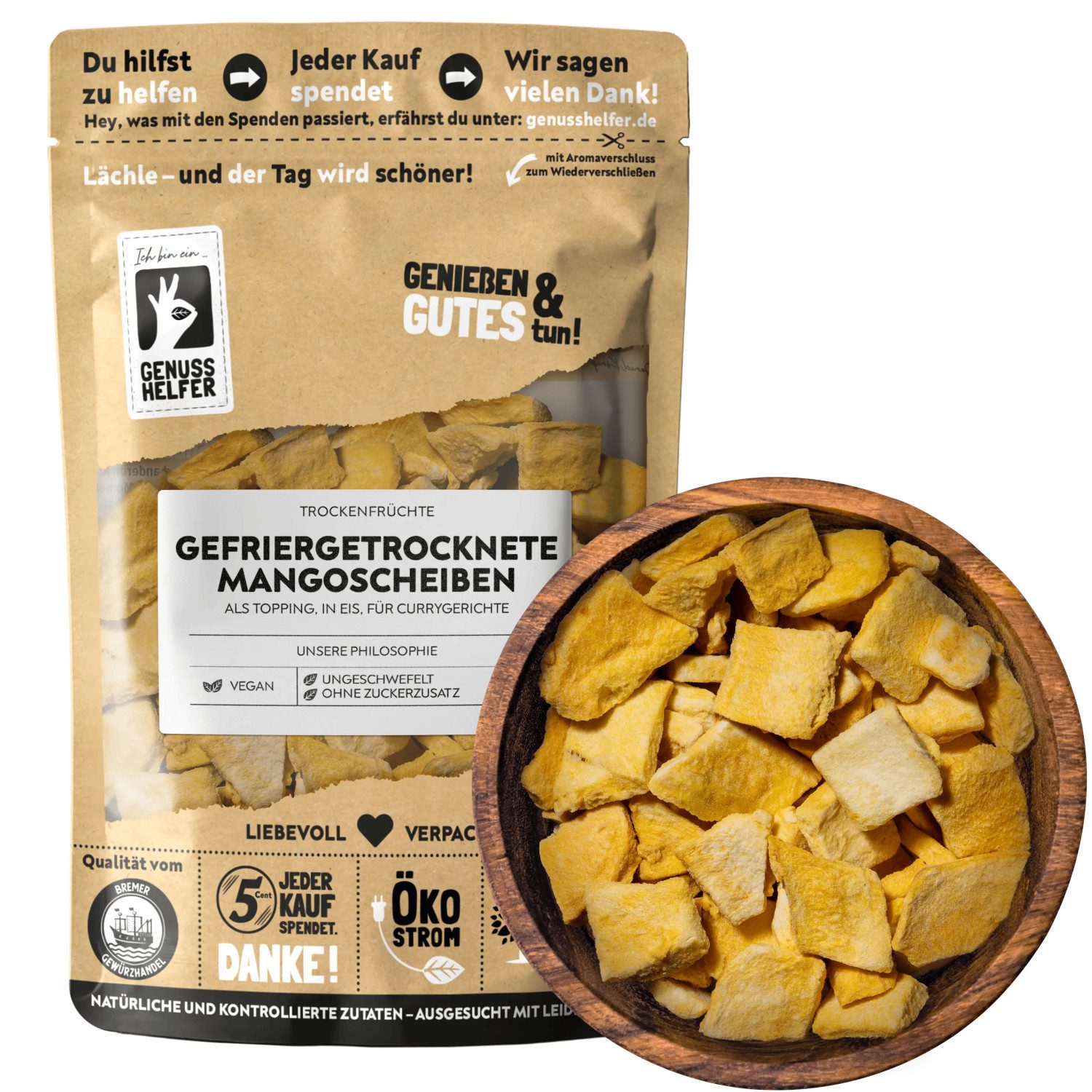 Bremer Gewürzhandel Trockenfrüchte Mangoscheiben, gefriergetrocknet, 60 g