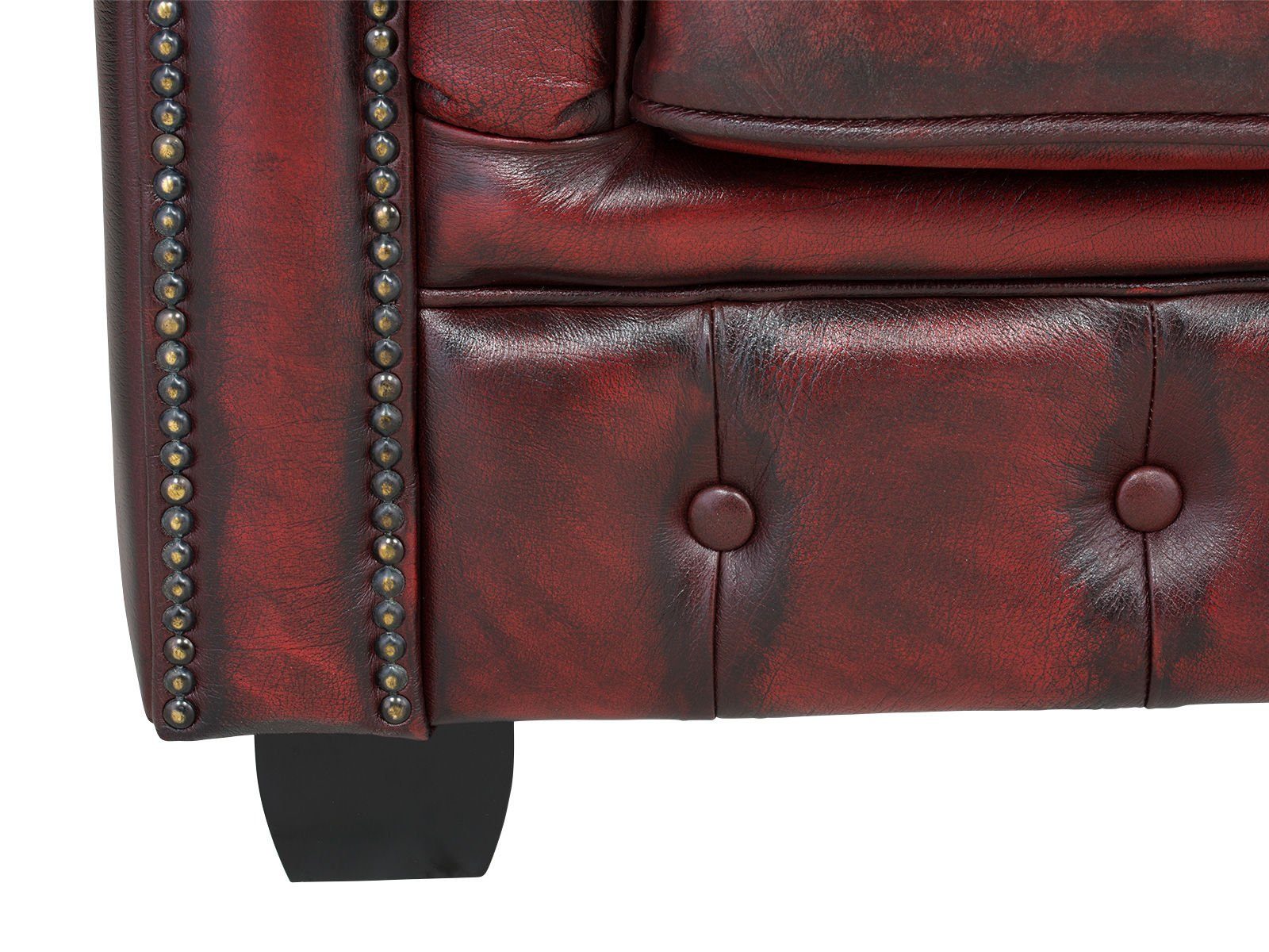 Echtleder Polstergarnitur braun massivum Chesterfield 1+2+3