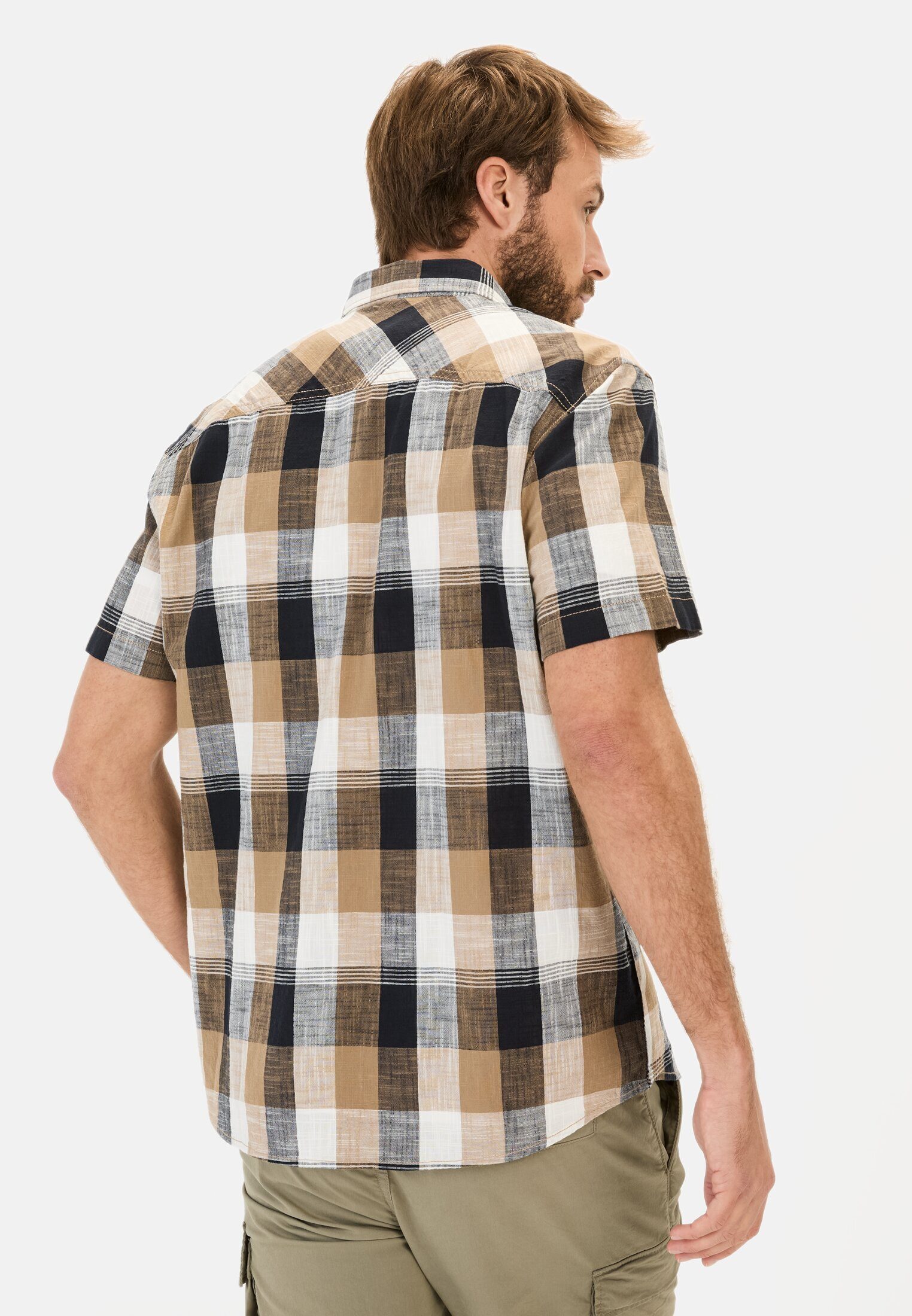 camel active Kurzarmhemd aus reiner Baumwolle Kurzarm Button-Down Button-Do günstig online kaufen