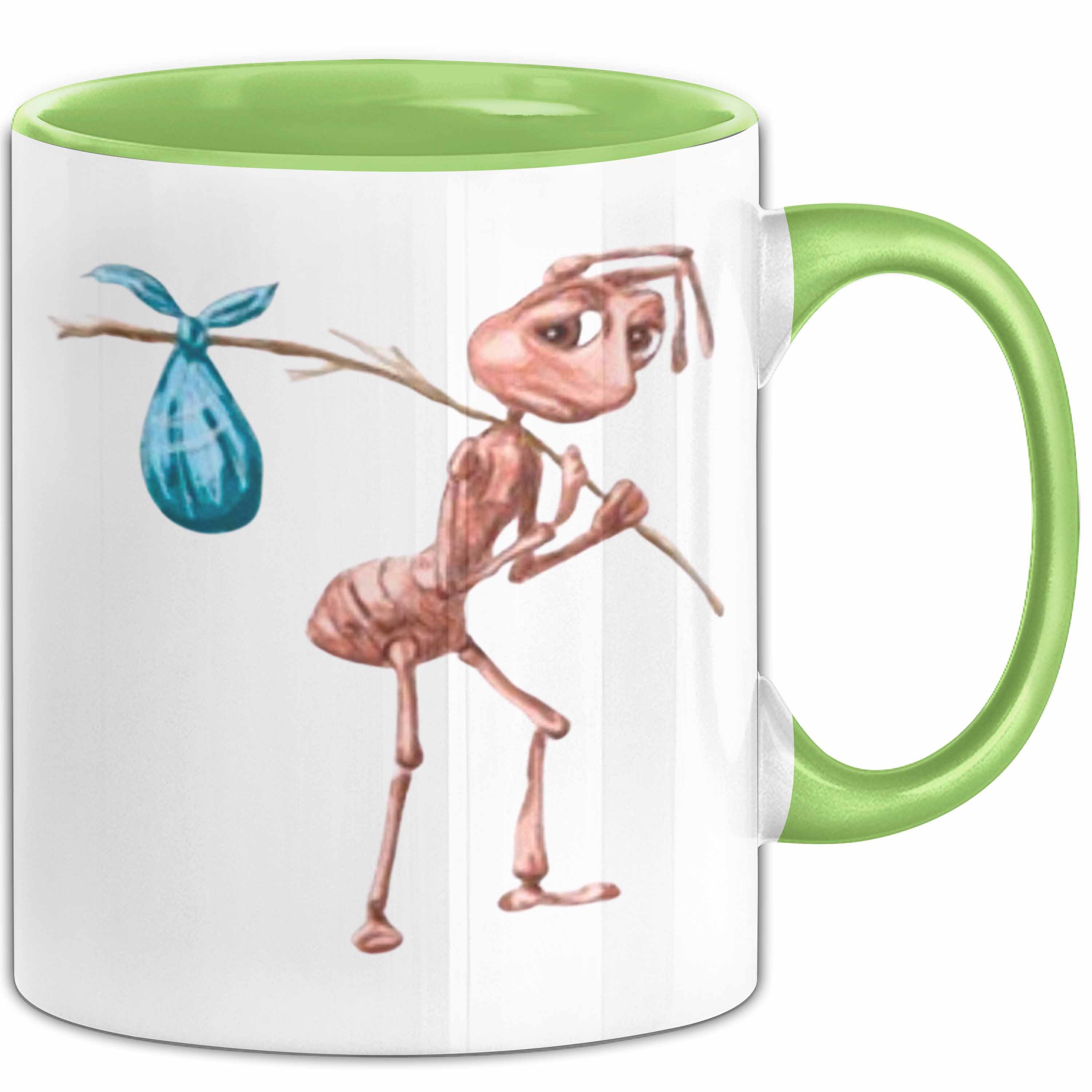 Trendation Tasse Ameise mit Stock Meme Tasse Geschenk Memes Kaffee-Becher, Keramik