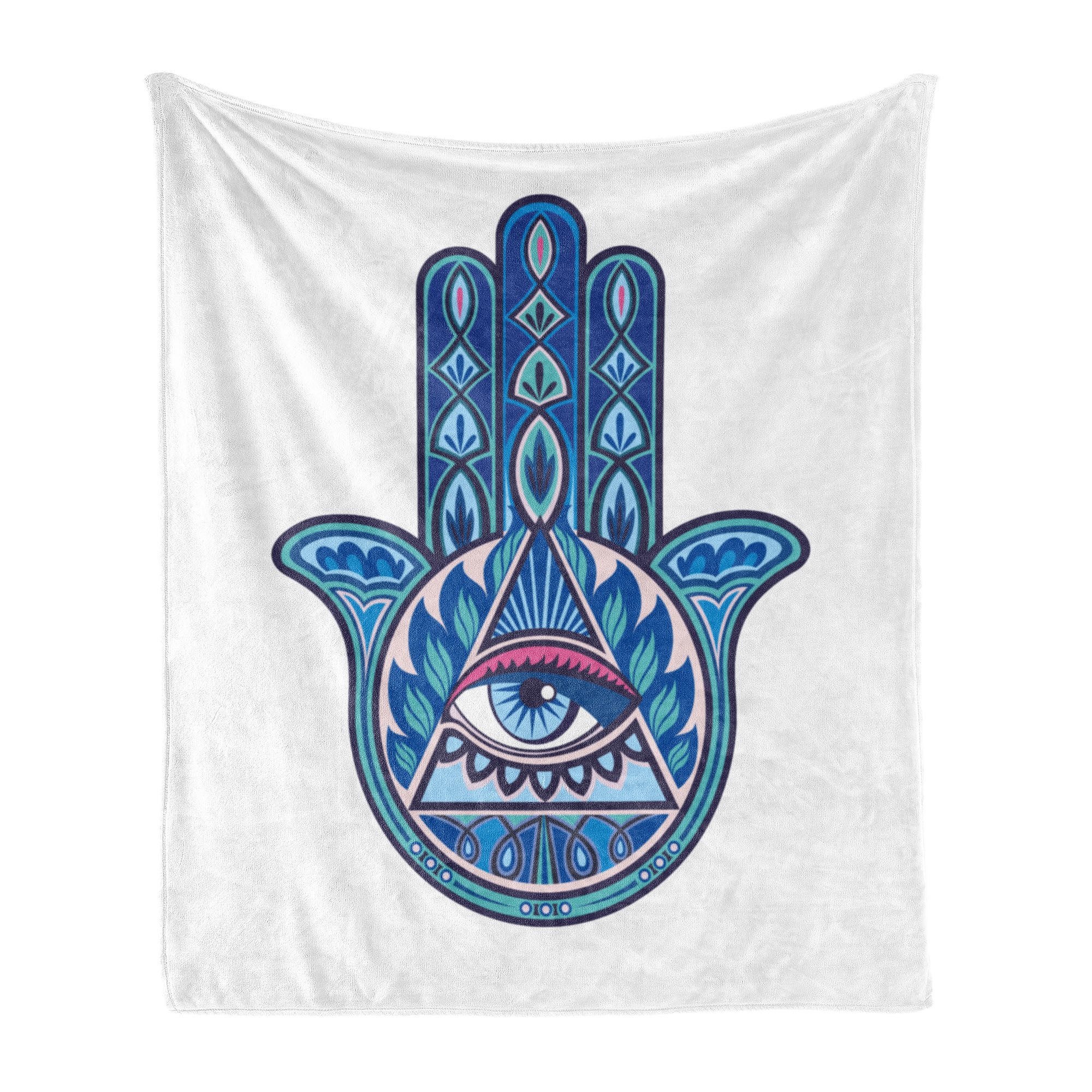 Wohndecke Gemütlicher Plüsch für den Innen- und Außenbereich, Abakuhaus, Evil Eye Vibrant Hamsa Triangle