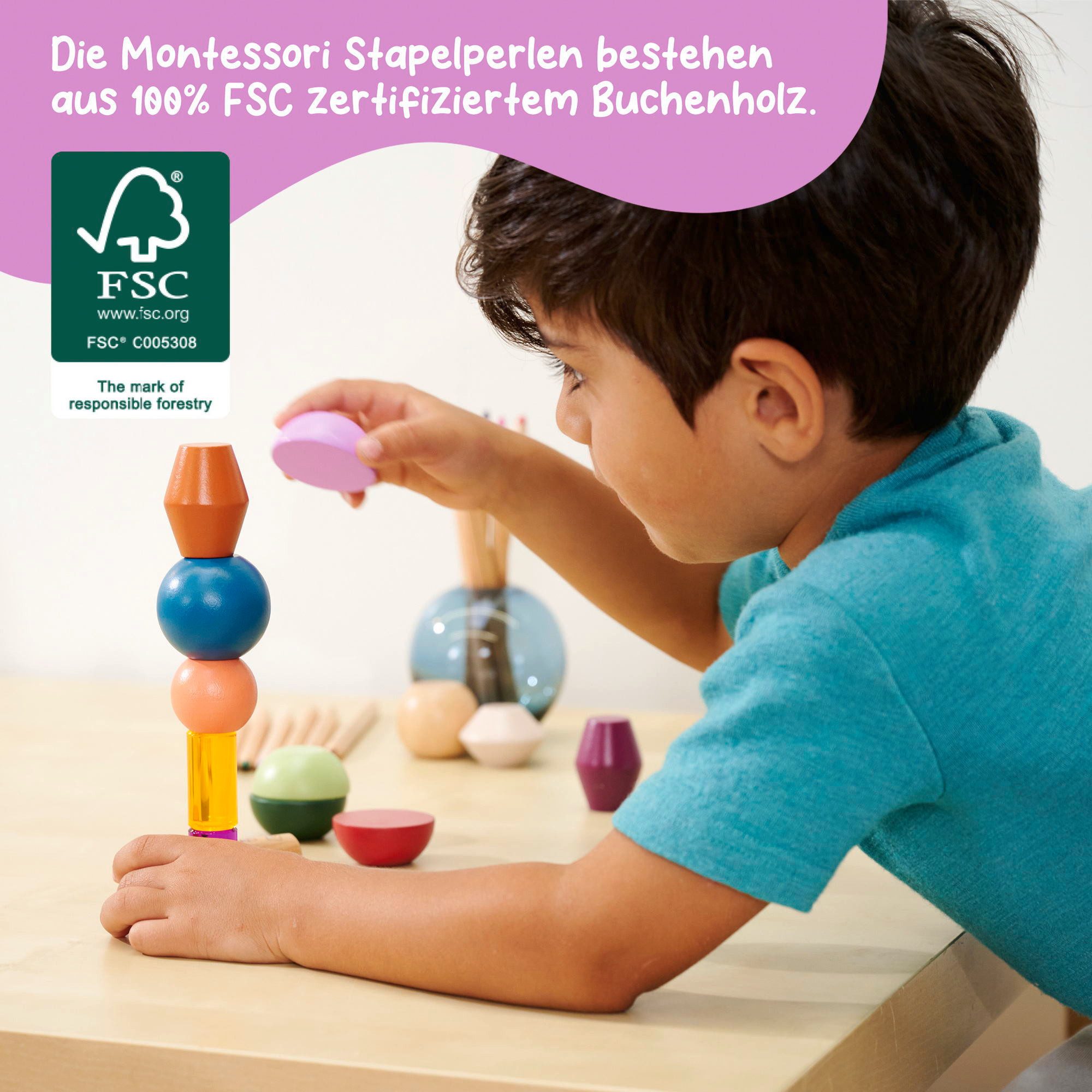 Eichhorn Motorikbrett Kleinkindwelt Motorikspielzeug Montessori Stapel-Perlen 100006051