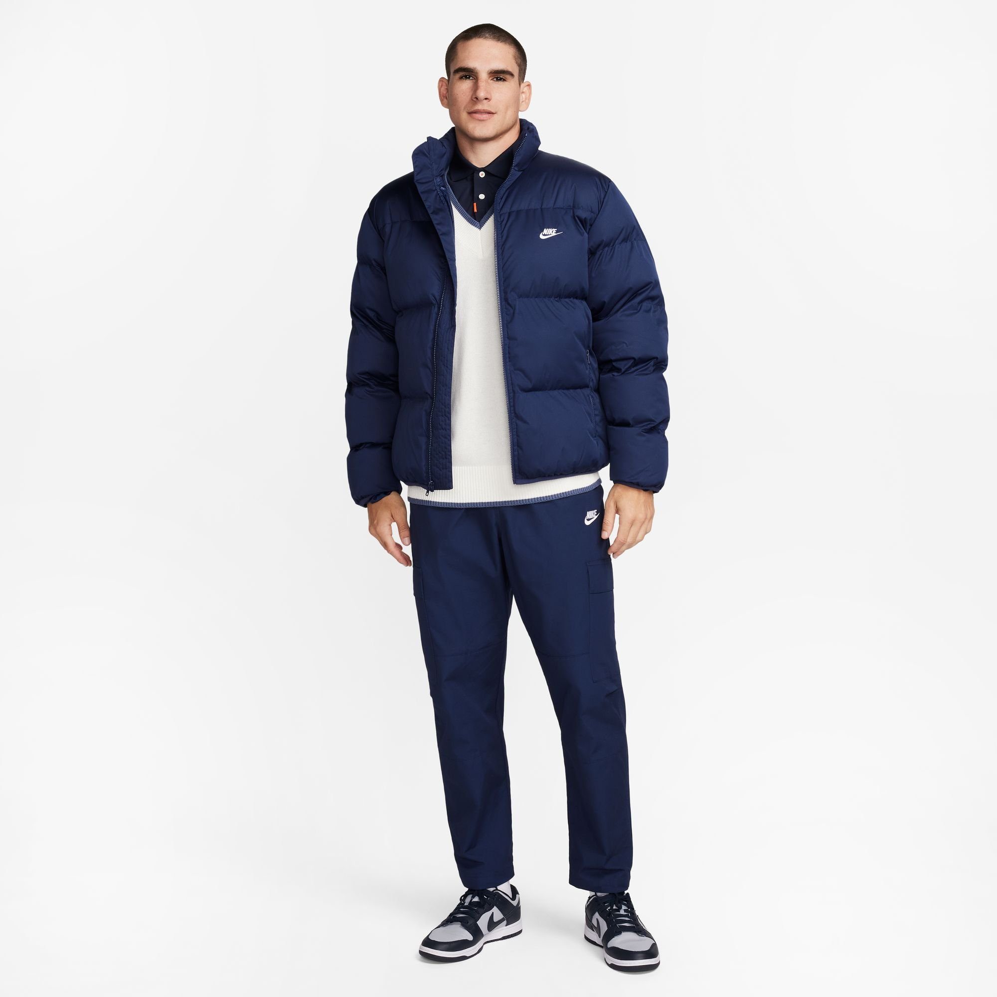 Nike Sportswear CLUB PUFFER NAVY/WHITE TF MIDNIGHT Steppjacke M NK JKT