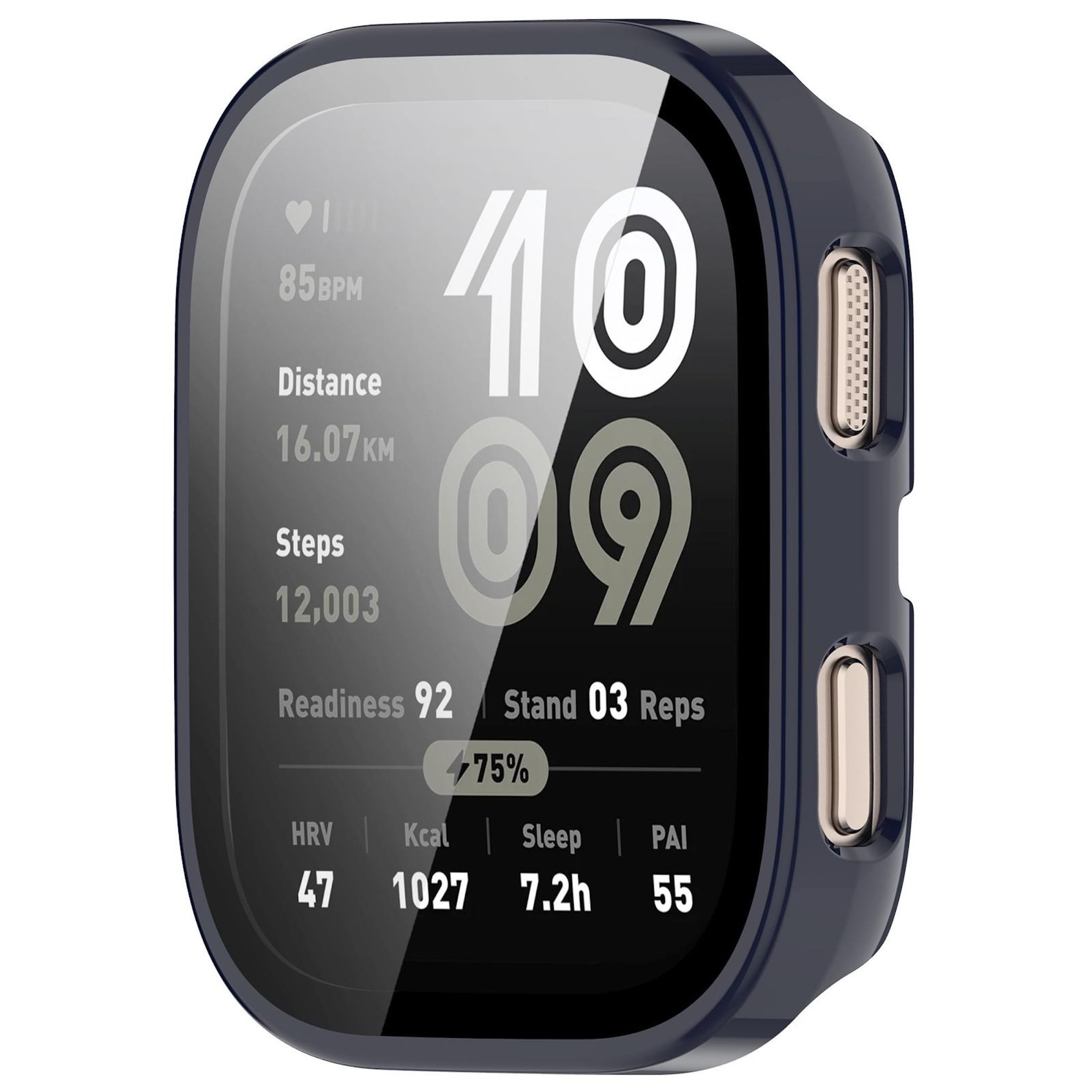 Wigento Smartwatch-Hülle Für Amazfit Bip 6 Kunststoff Schutz Hülle + 9H Hart Glas Dunkelblau, Schutzhülle aus PC + Hart Glas für Rundumschutz