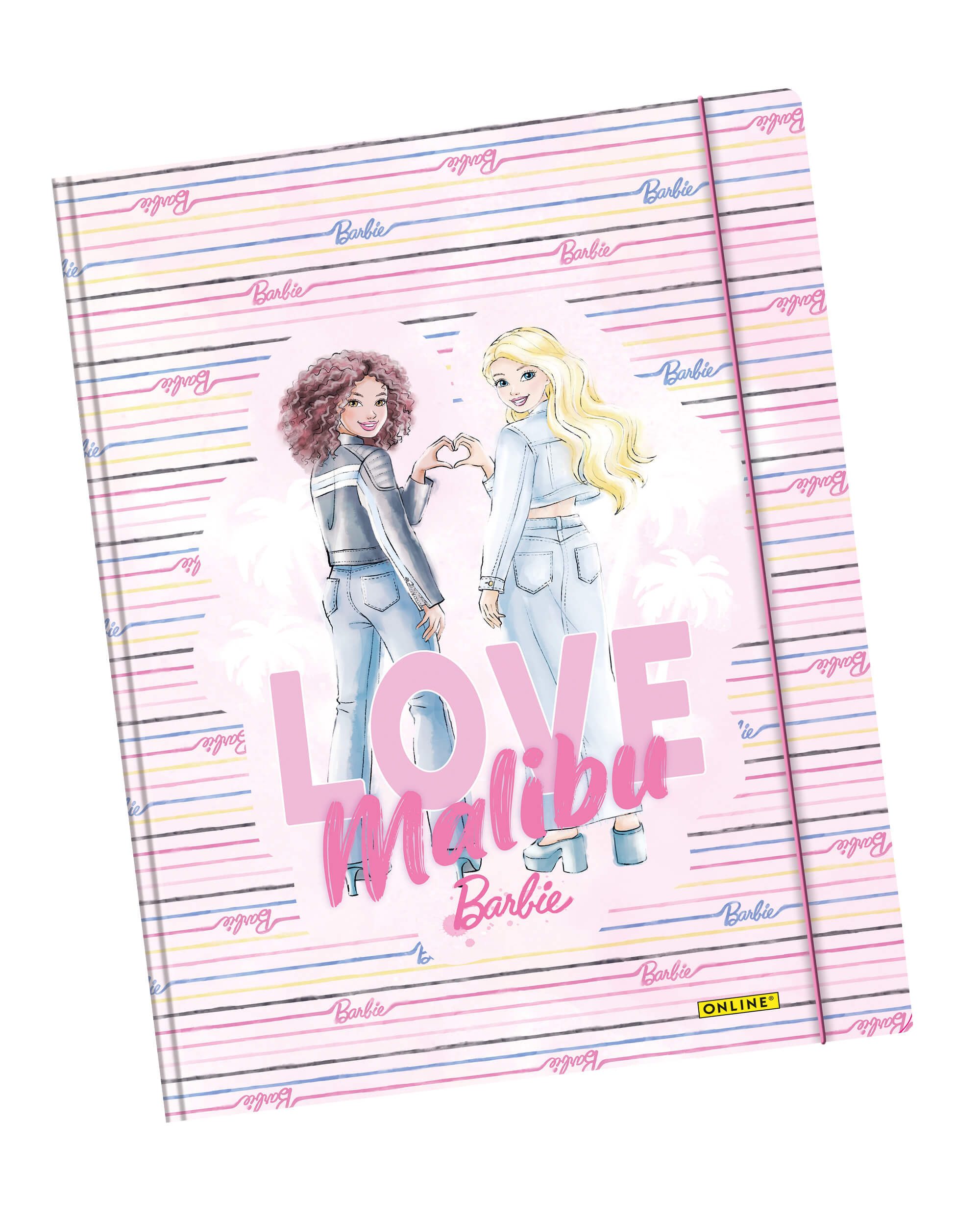 Online Pen Organisationsmappe Gummizugmappe A4, Ordnungsmappe A4 aus Karton mit Barbie-Motiv