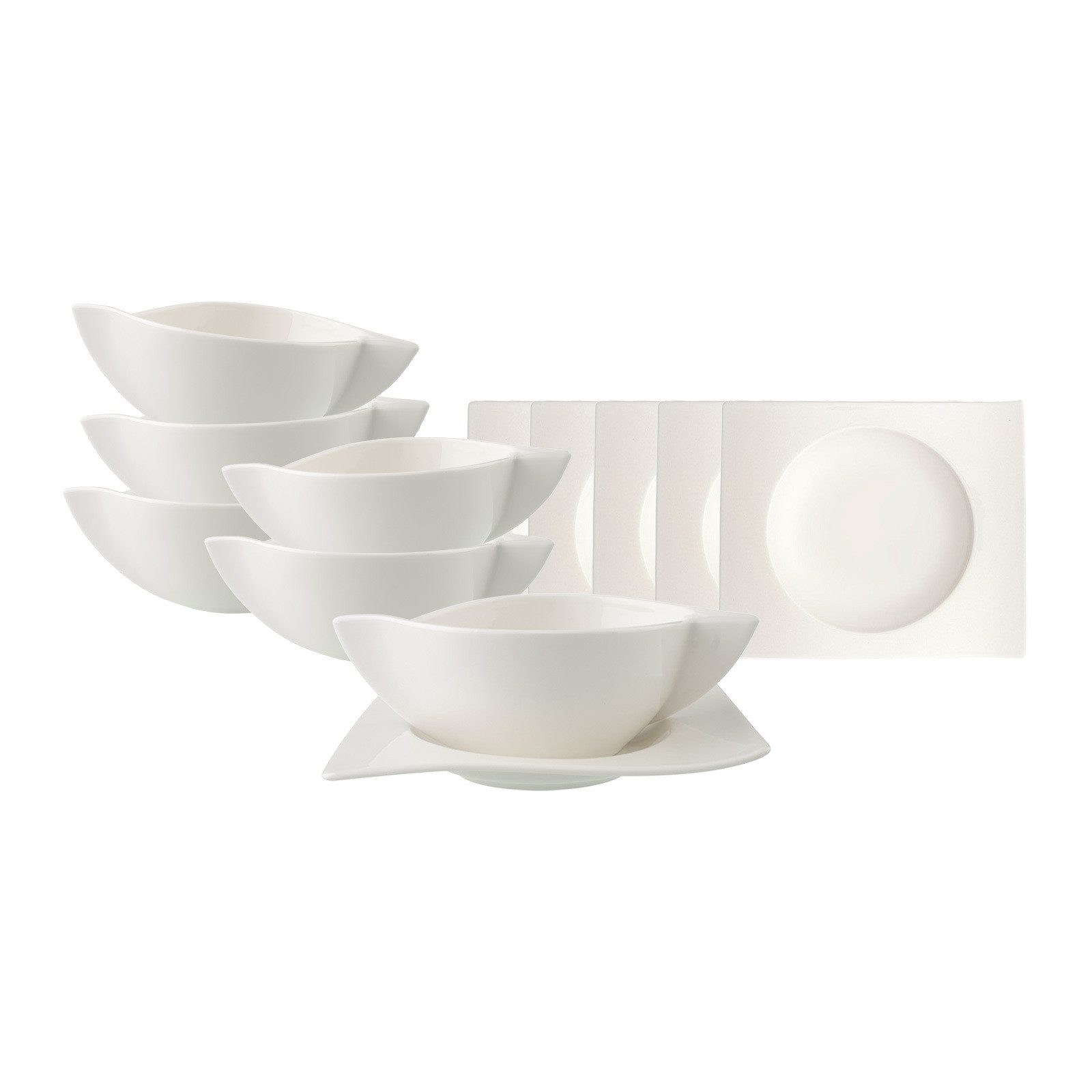 Villeroy & Boch Suppenteller NewWave Suppentassen mit Untertassen 450 ml, (12 St)