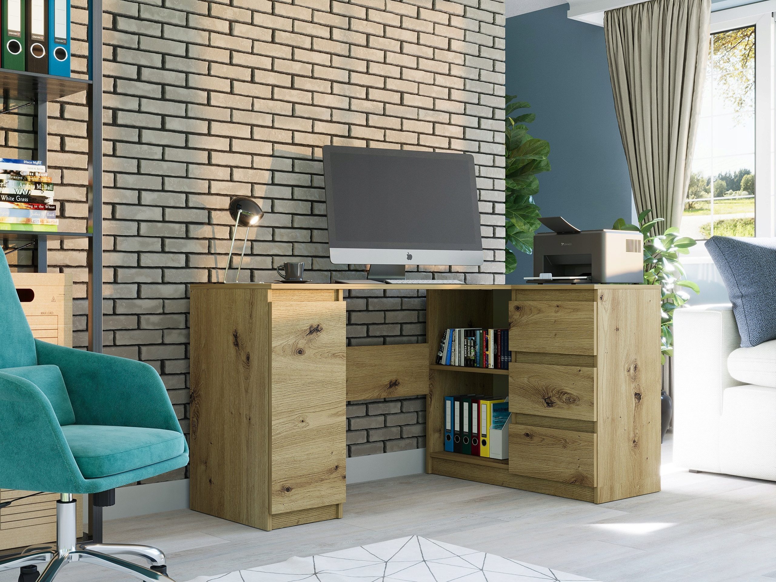 Home Collective Eckschreibtisch mit 3 Schubladen, günstig online kaufen