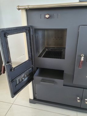 Prometey Kaminofen EEK A+ Kaminofen mit Backfach und Herdplatte Practik Lux 9,5 kW, 9,50 kW, Zeitbrand, Küchenofen mit Backofen, Küchenherd mit Backfach