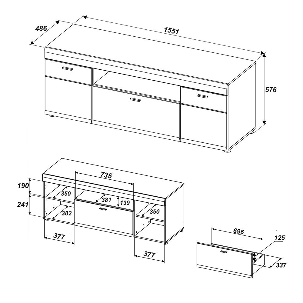 Lomadox Wohnzimmer-Set MORENA-55, (Mega-Spar-Set), Esche teilmassiv, Softclose-Funktion, montiert
