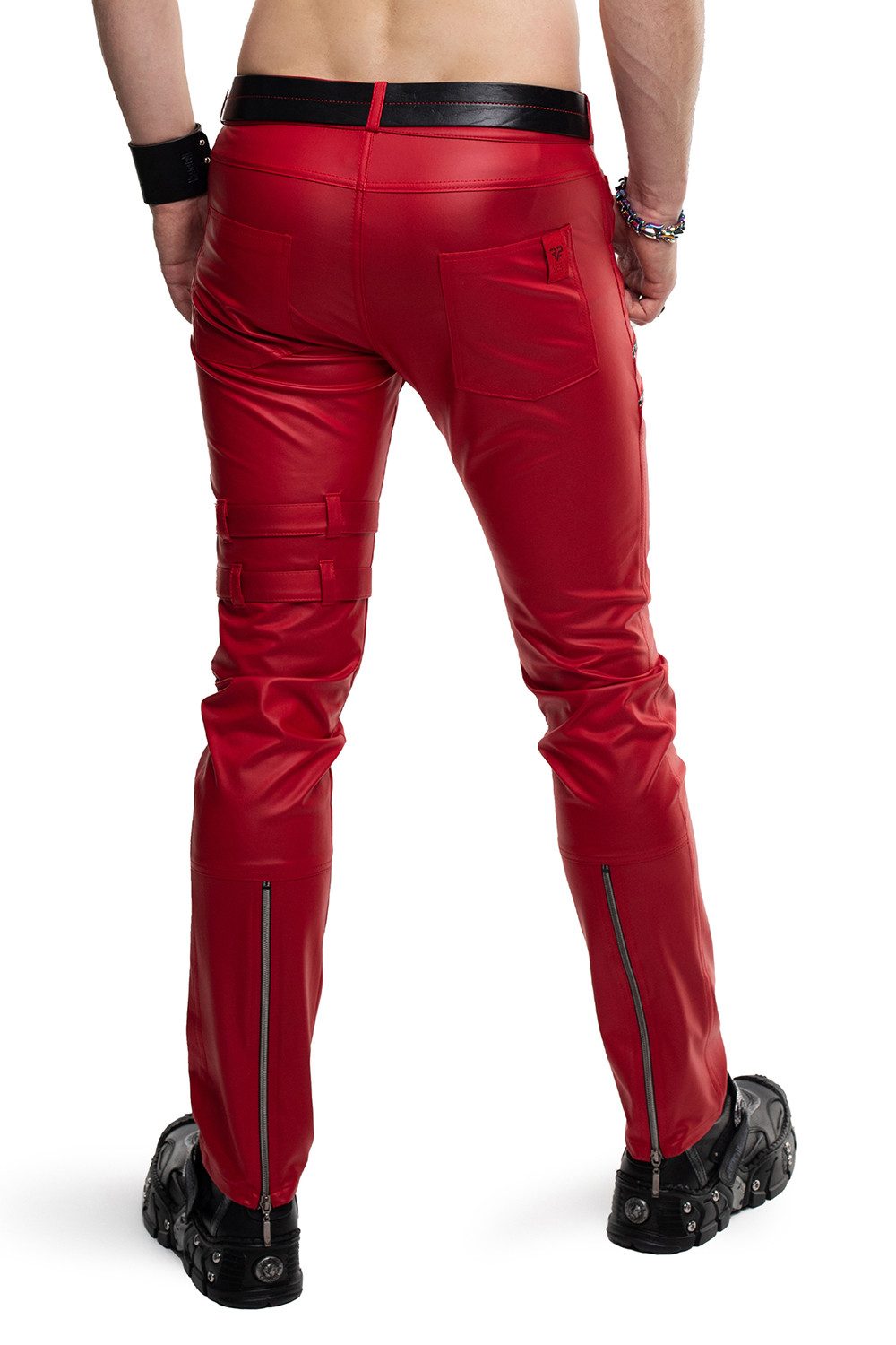 Regnes Fetish Planet Lederimitathose Herren-Hose in rot - XL