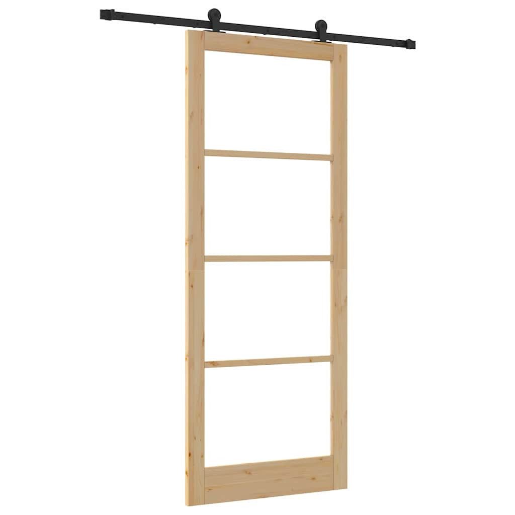 vidaXL Haustür Schiebetür ORKDAL Natürlich und Schwarz 93 x 232 cm (1-St)