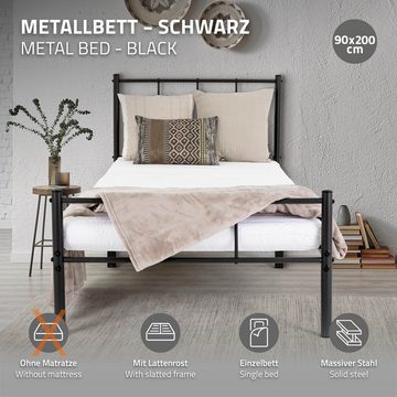 ML-DESIGN Metallbett Bett mit Kopfteil und Lattenrost robust auf Stahlrahmen