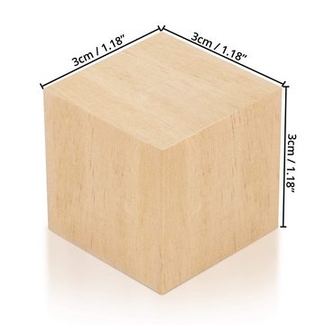 Kurtzy Greifling Holz Würfel 3x3x3cm (30 Stück) (1-tlg), Blank Wooden Cubes 3cm (30 pcs) - DIY Crafts