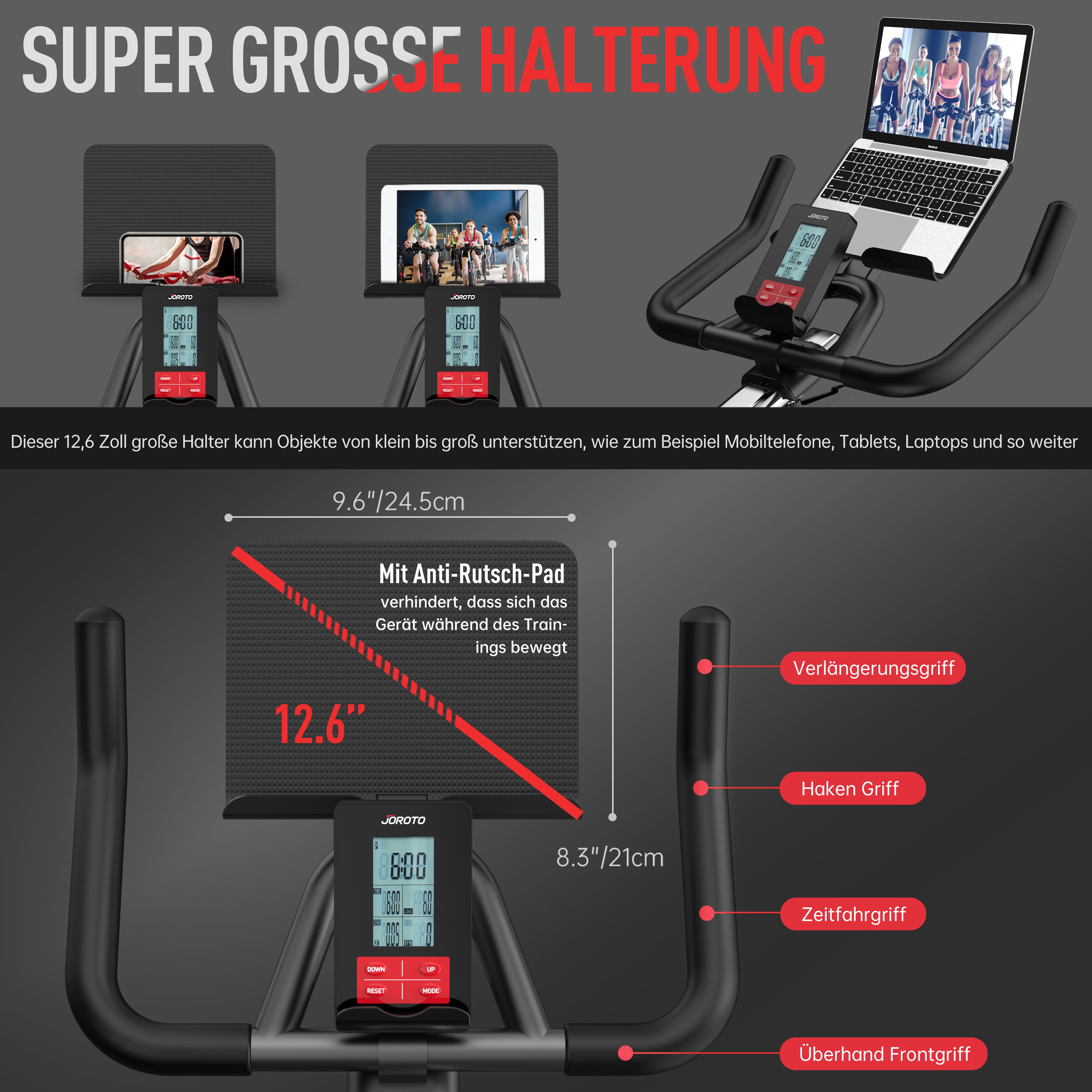 JOROTO Speedbike Ergometer Heimtrainer X2 & X2PRO mit multifunktionalem Display (Indoor Cycling Bike), Heimtrainer Fahrrad mit Kraftvoller Magnetbremse & Riemenantrieb