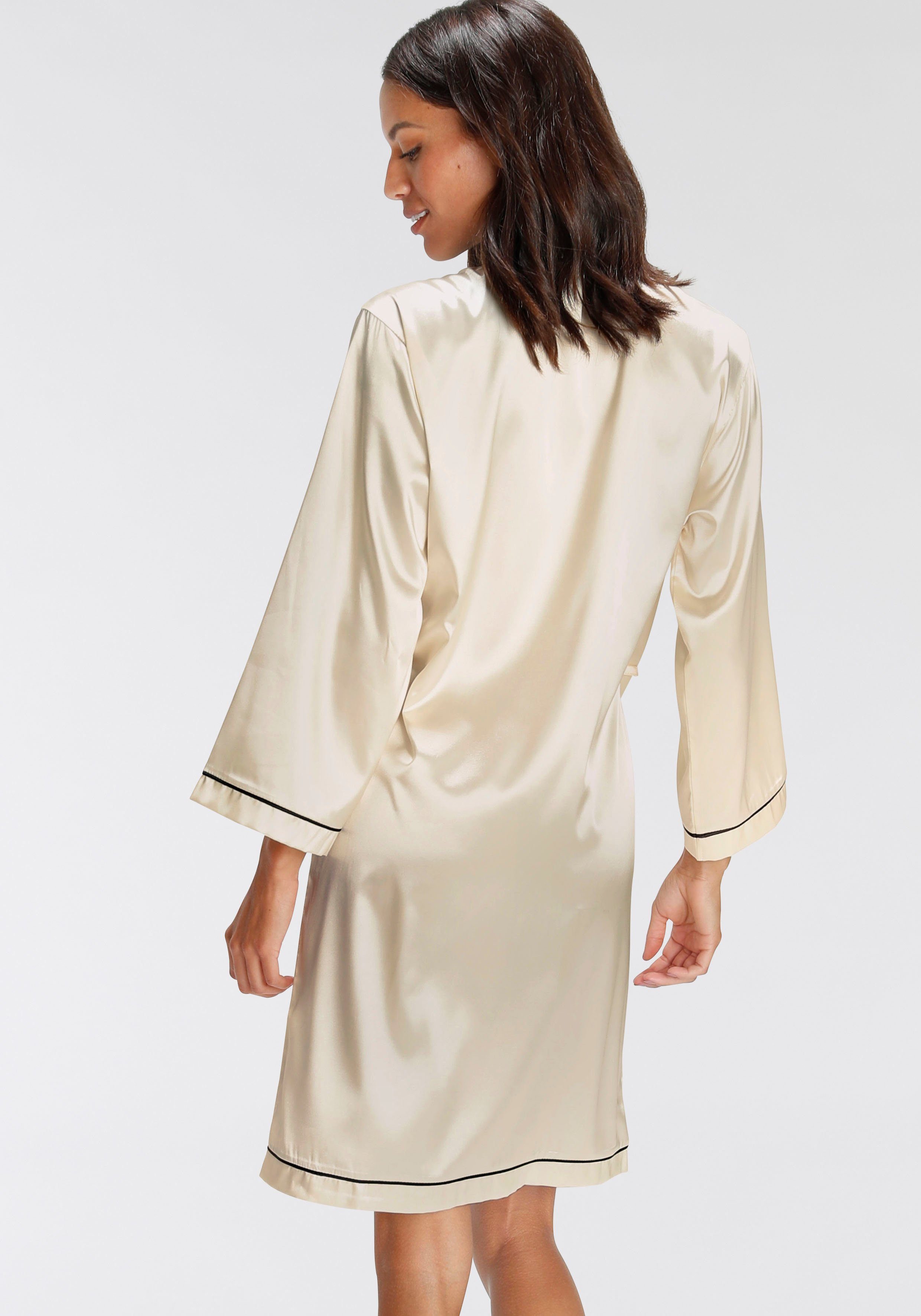 creme Kurzform, Kimono, Kontrastpaspel-Details Bruno mit Banani Satin,