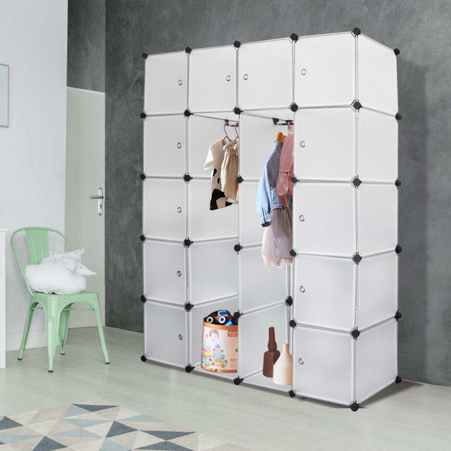 Clanmacy Kleiderschrank Kleiderschrank Regal Kunststoff DIY Kinderregal Badregal