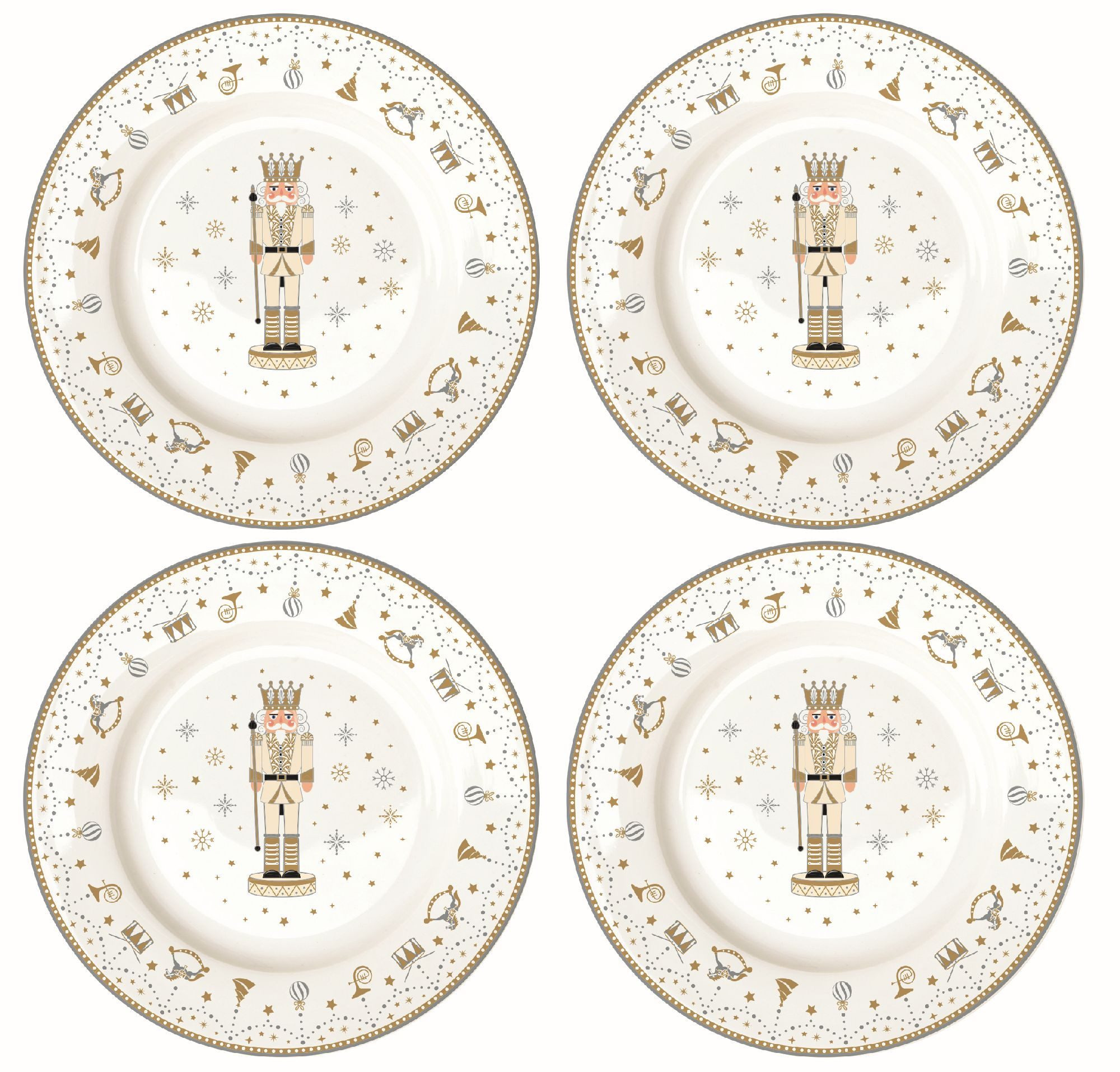 EasyLife Kuchenteller Royal Nutcracker, Handwäsche empfohlen, Weiß, Motiv: Nussknacker