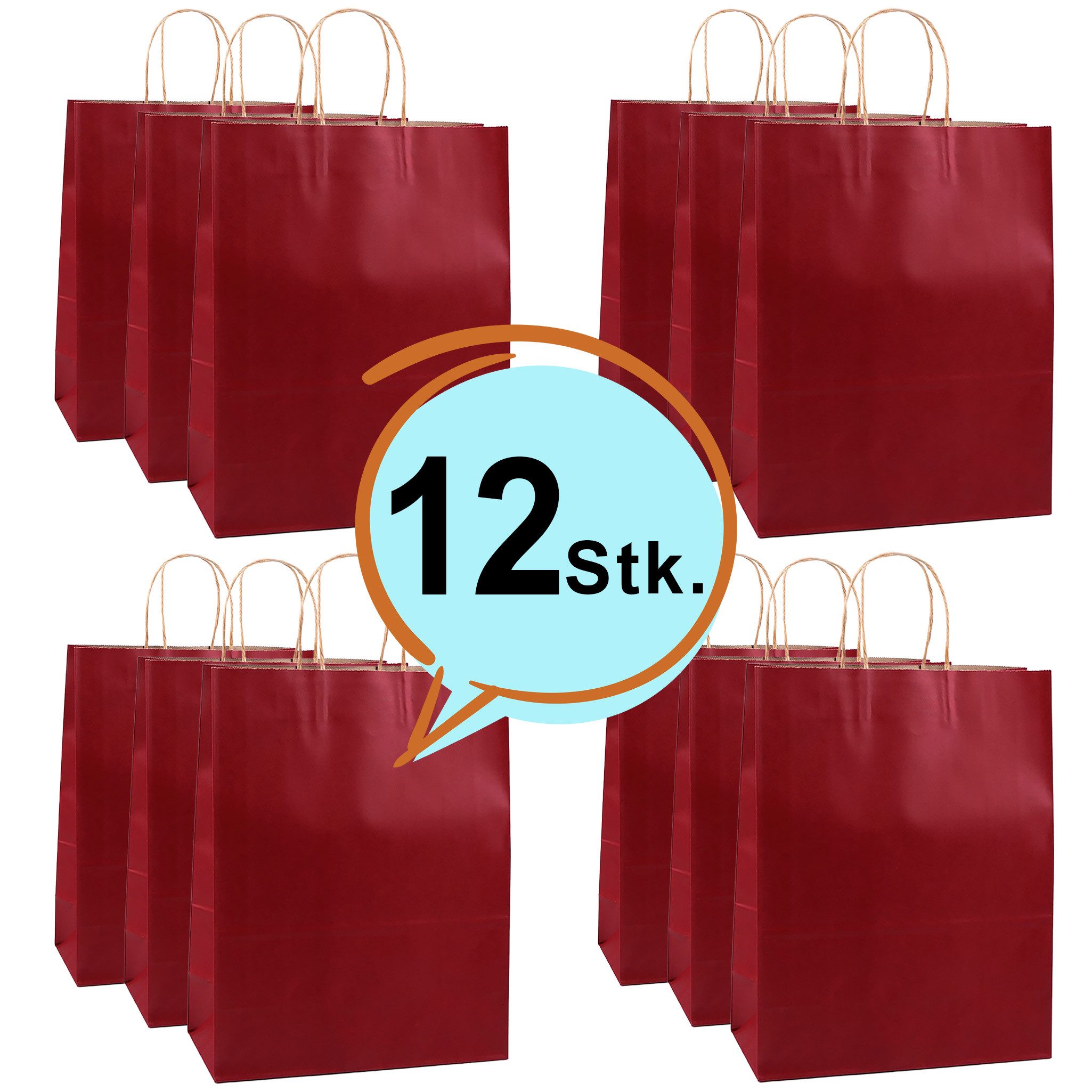 maDDma Geschenkpapier 12 Geschenktasche aus Papier mit Griffen 26x33x12cm Papiertüten, Rechteckig