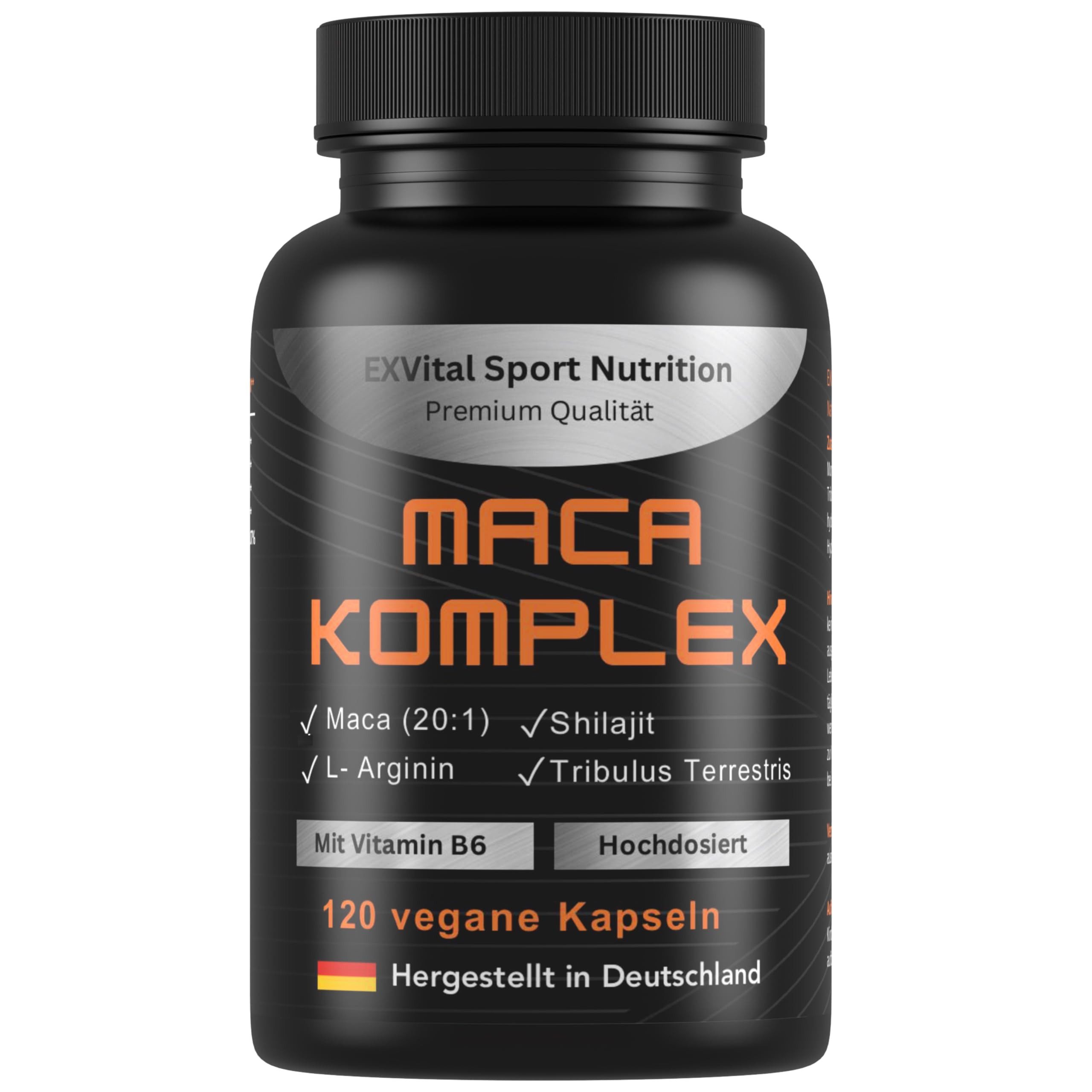 Maca mit Tribulus, Shilajit, L-Arginin, Vitamin B6 Kapseln
