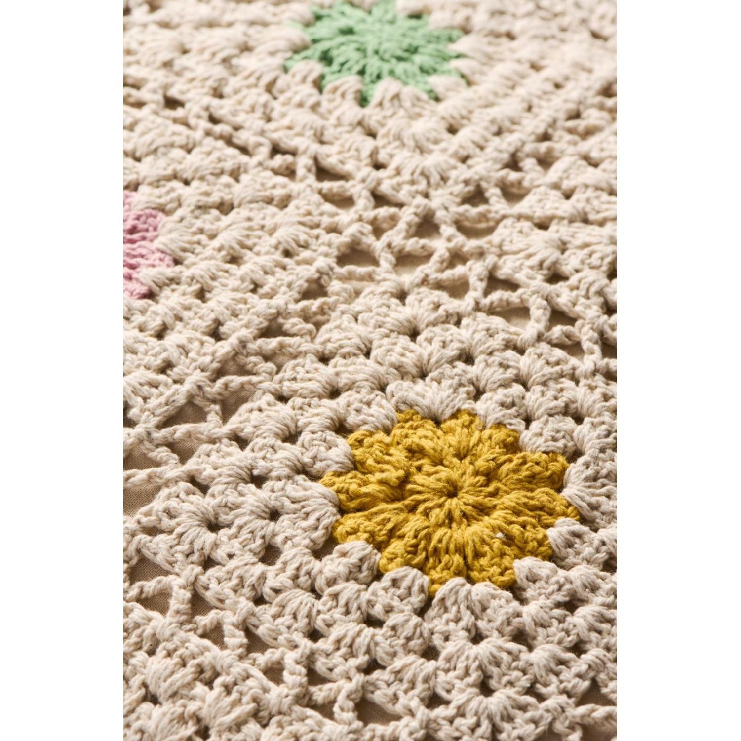 Ib Laursen Kissenhülle Ib Laursen Kissenbezug Natur Blumen Mehrfarbig Gehäkelt (50x50cm)