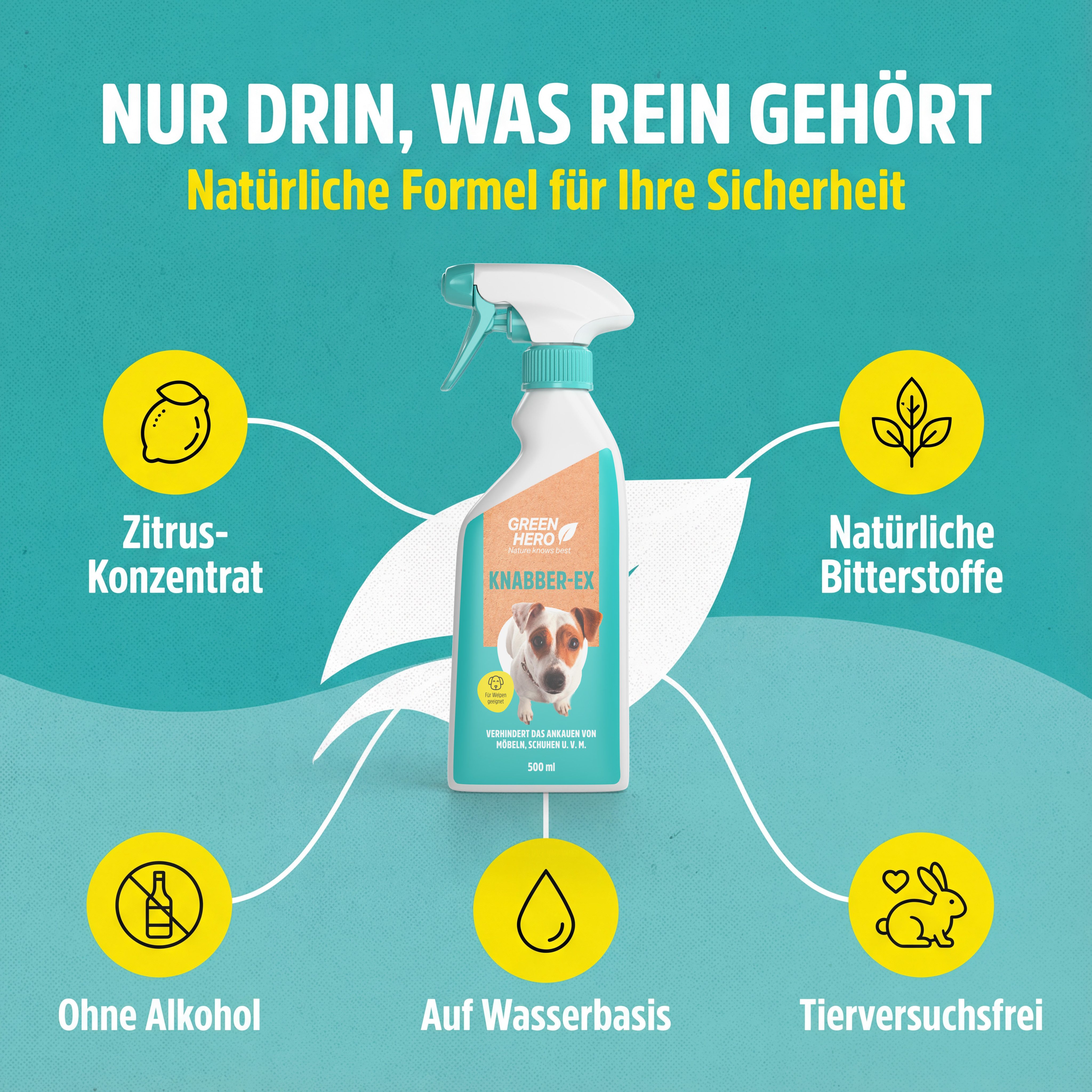 GreenHero Vergrämungsmittel Knabber-EX Knabberstopp für Hund & Katze, 500 ml – Bild 5 von 5