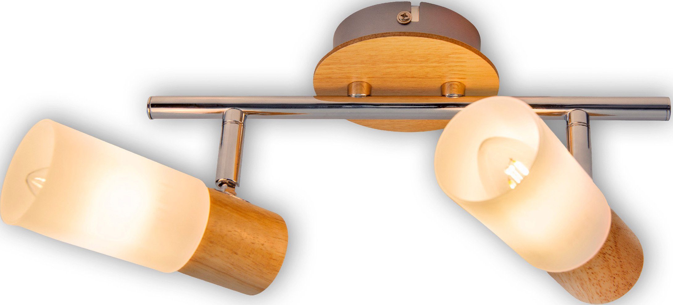 näve Deckenspot Todtnau, ohne Leuchtmittel, E14 max. 5W, Holzart: Gummibaum, Farbe: weiß, natur