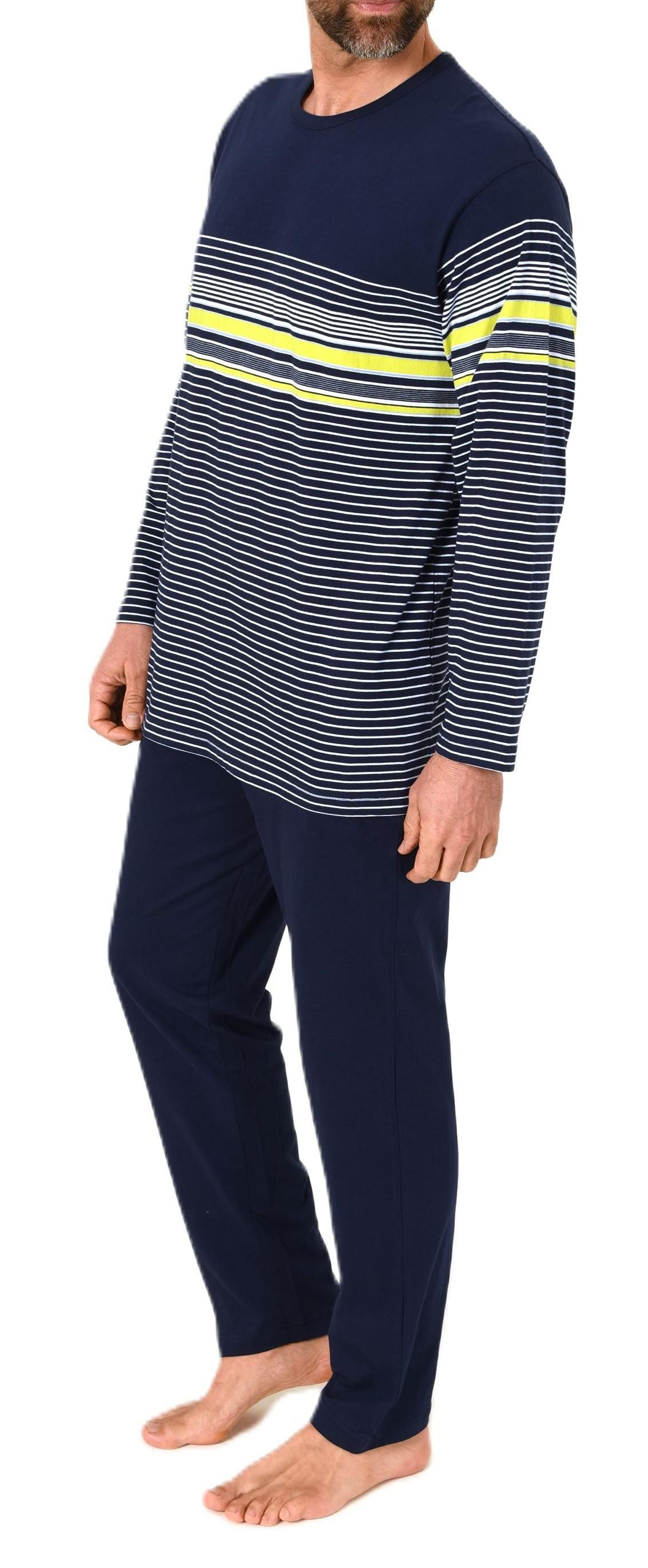 Normann Pyjama Normann Herren Schlafanzug Pyjama lang in eleganter Streifenoptik