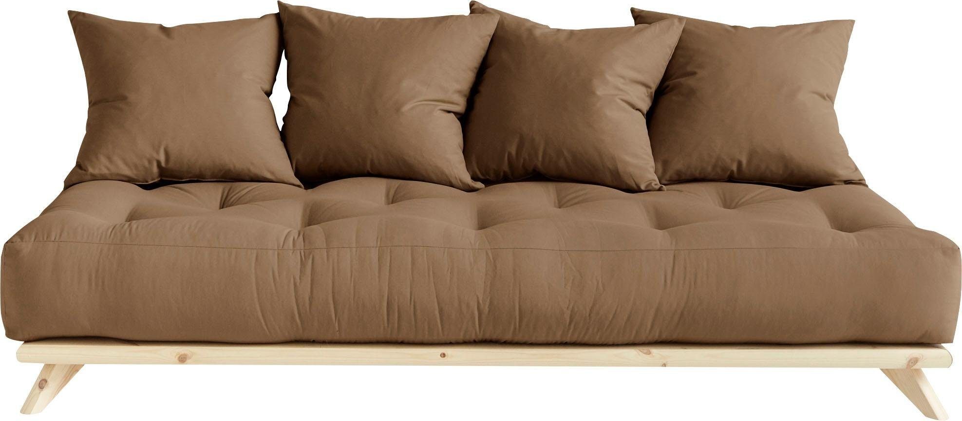 Daybett Senza, Sofa, mit Futonmatratze, minimalistisch, massives Kiefernholz