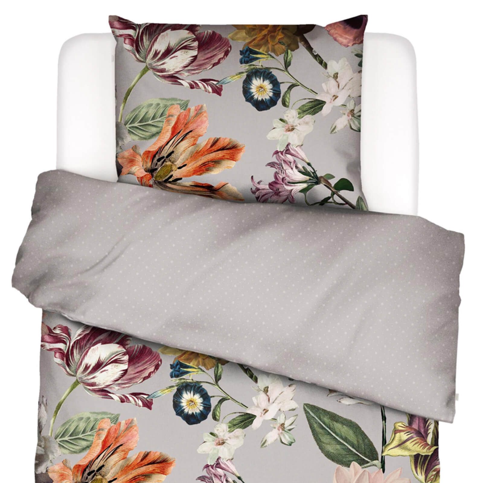 Essenza Bettwäsche Filou Grey Satin, Satin, 3 teilig, Blumen, Rosen, Dahlie günstig online kaufen