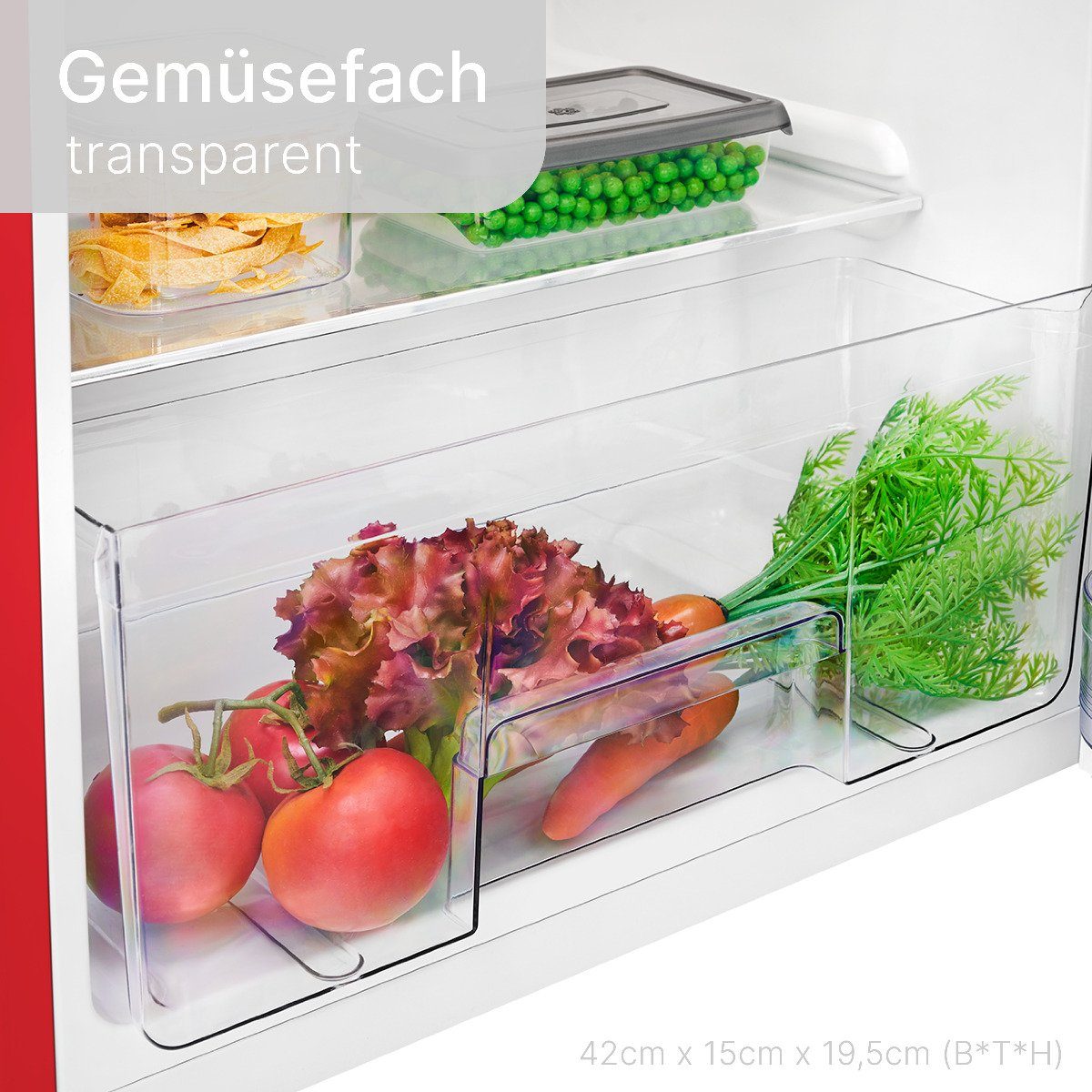 BOMANN Kühl-/Gefrierkombination DTR 353.1, 147 cm hoch, 54.5 cm breit, Retro Kühlschrank mit Gefrierfach, 208L Nutzinhalt