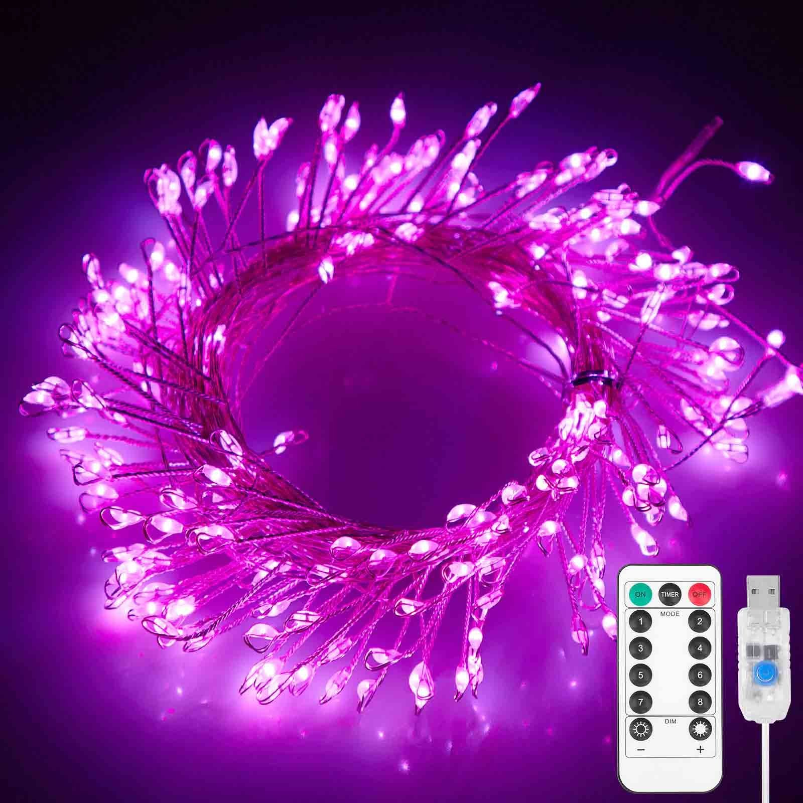 LED-Lichterkette für 3M/6M, dimmbar, Deko Weihnachten Rosnek wasserdicht, USB, Fest Garten Rosa Fernbedienung, Party, Timer, Hochzeit