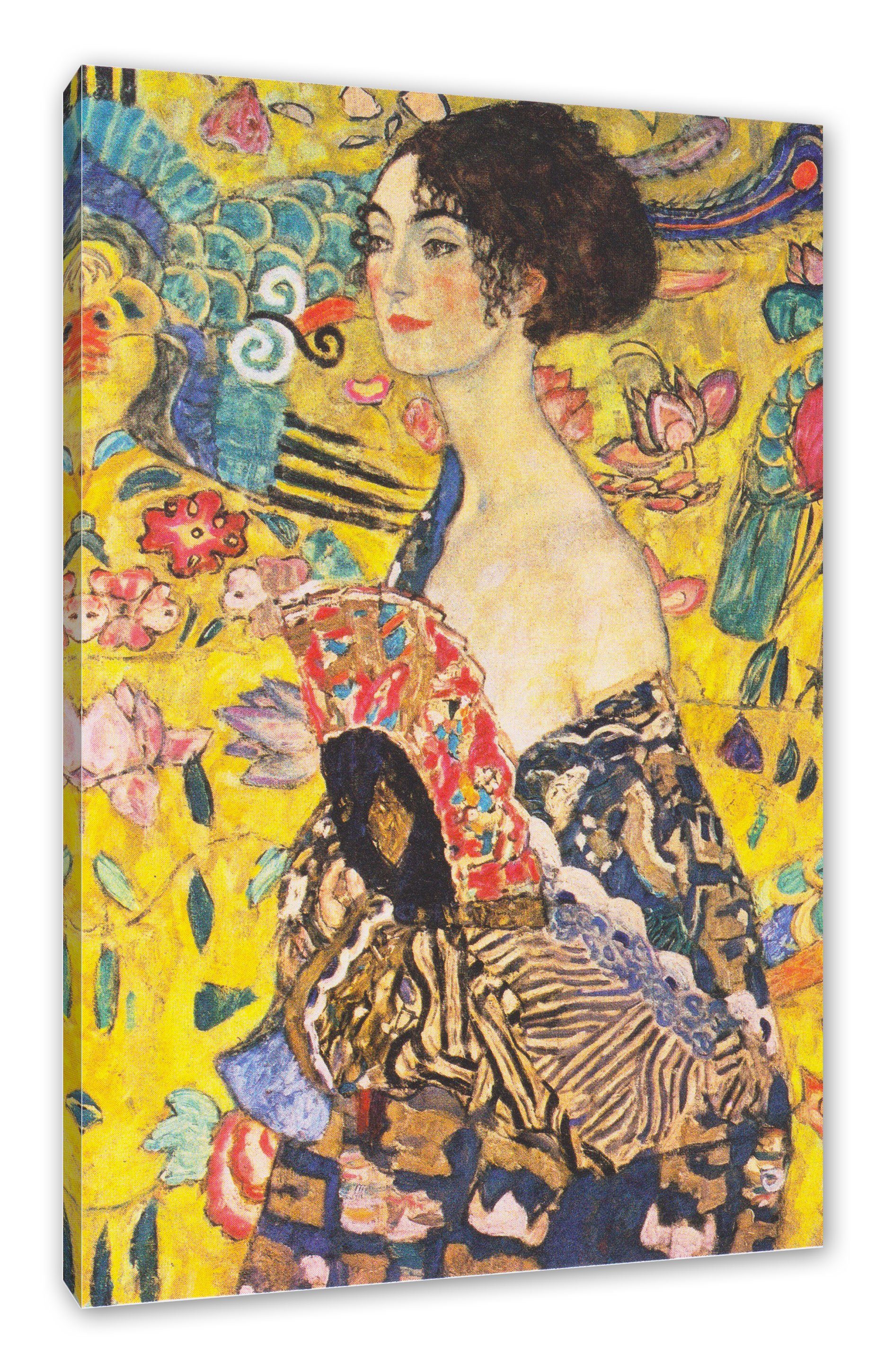 Pixxprint Leinwandbild Gustav Klimt - Frau mit Fächer, Gustav Klimt - Frau mit Fächer (1 St), Leinwandbild fertig bespannt, inkl. Zackenaufhänger