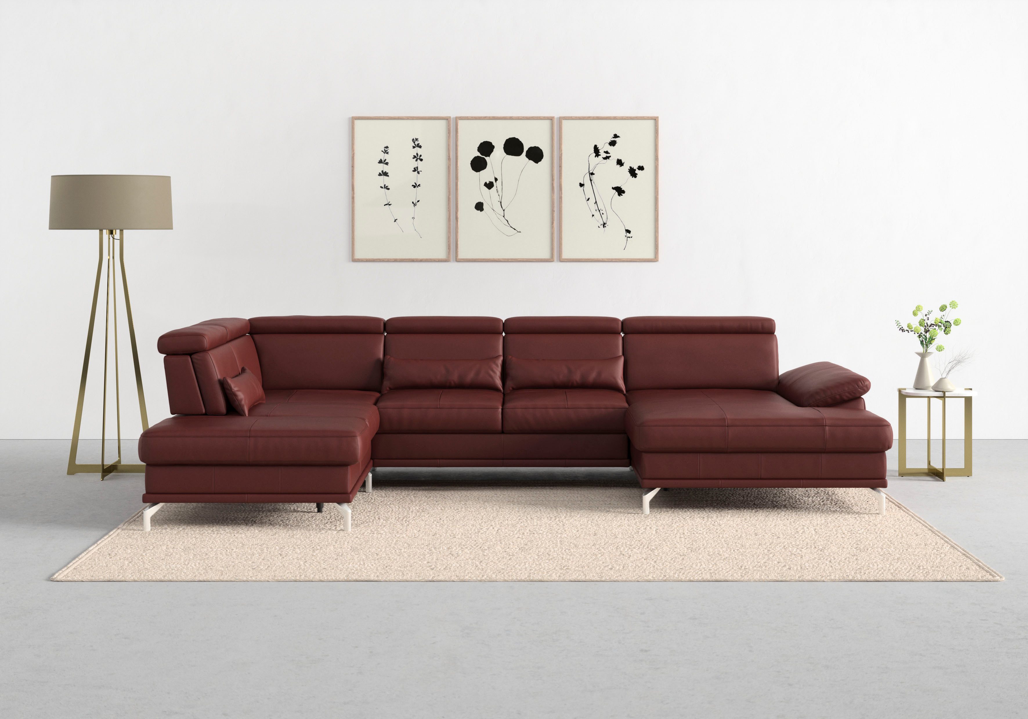 sit&more Wohnlandschaft Cabrio U-Form, B: 359 cm, mit Sitztiefen-, Arm- & Kopfteilverstellung, 3 Nierenkissen, Federkern, optional Bettfunktion und Stauraum