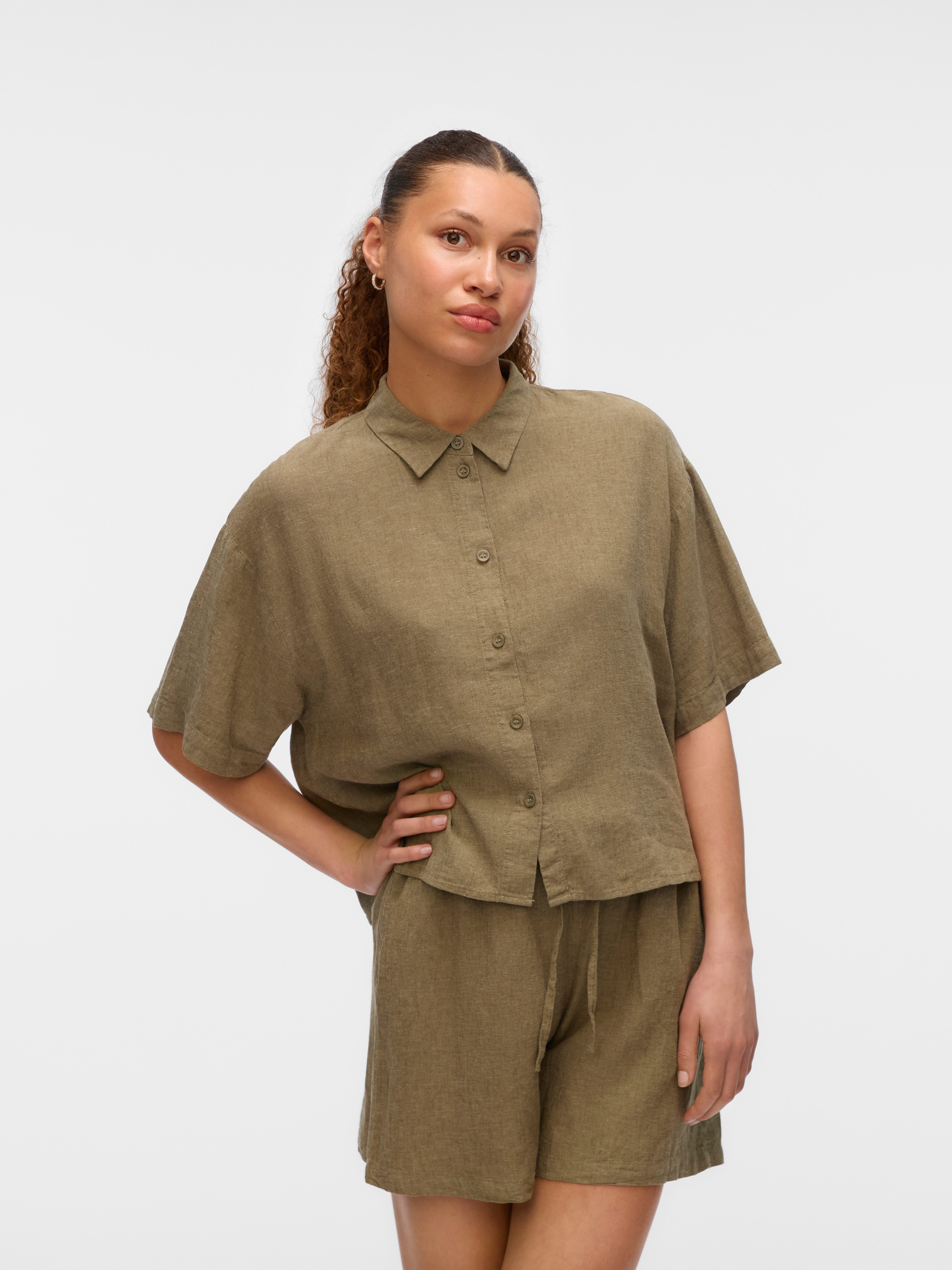 Vero Moda Hemdbluse VMLINN LINEN 2/4 günstig online kaufen