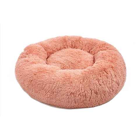lionto Tierkissen Rundes Haustierbett in Donutform aus Plüsch, rosa, mit Anti-Rutsch-Noppen, 40 cm Durchmesser
