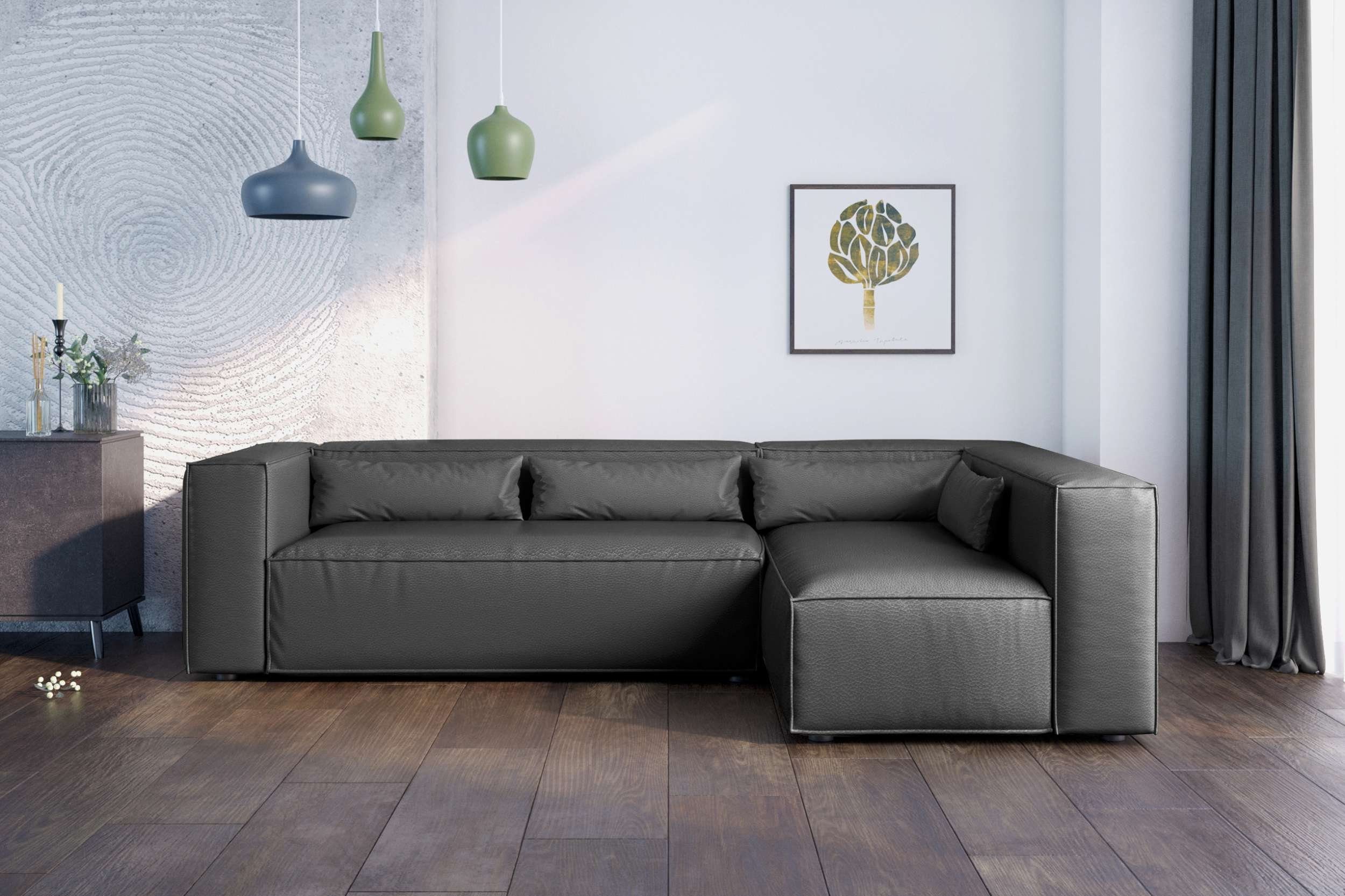 Raum Wellenfederung, Ecksofa mane bestellbar, Eckcouch, Metall, frei links Floren, mit rechts L-Form, oder im Modern stellbar, Stylefy Design