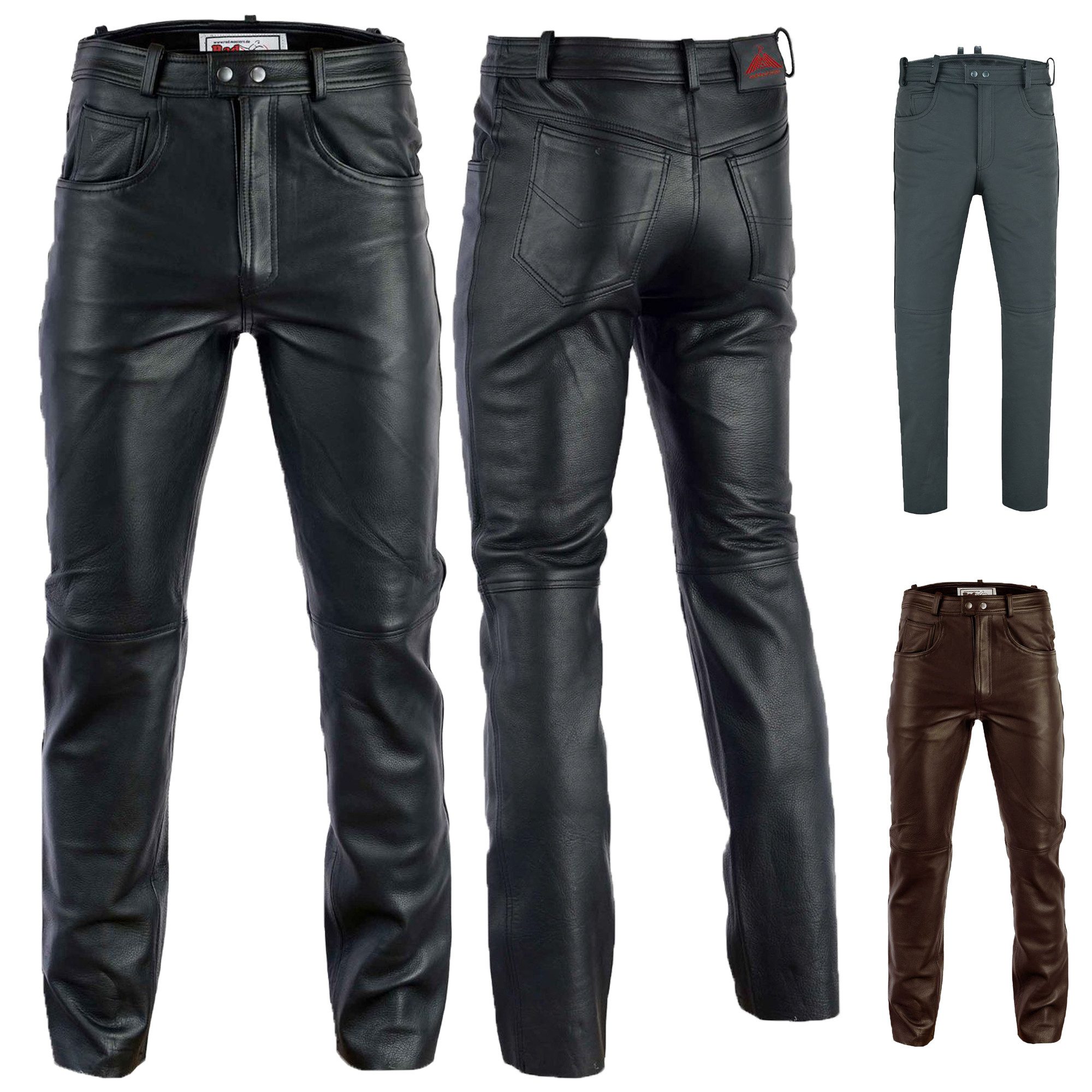 RadMasters Lederhose GW870 Lederjeans Lederhose Büffelleder Schwarz und Bra günstig online kaufen
