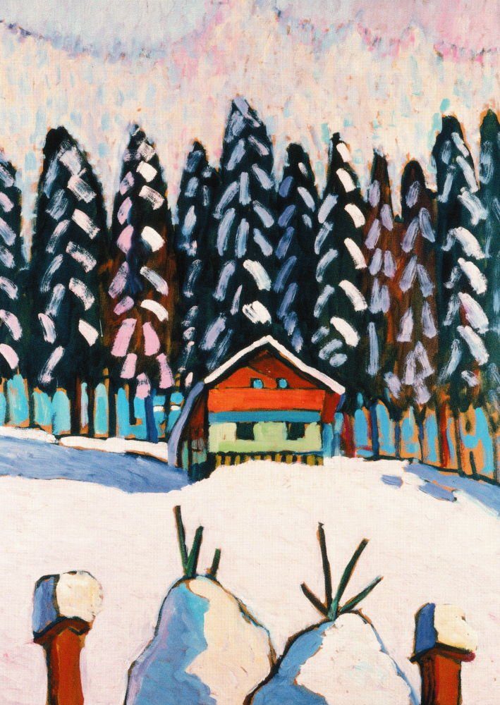 Postkarte Kunstkarte Gabriele Münter "Tannen im Winter"