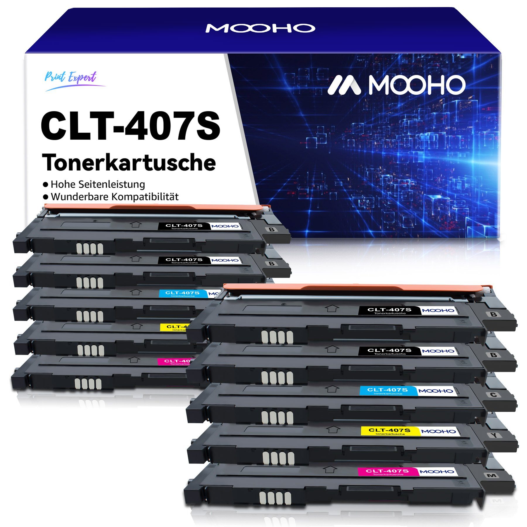 MOOHO Tonerpatrone CLT-407S K407S für Samsung Xpress, CLX-3180FW 3185 3185F 3185FN 3185FW