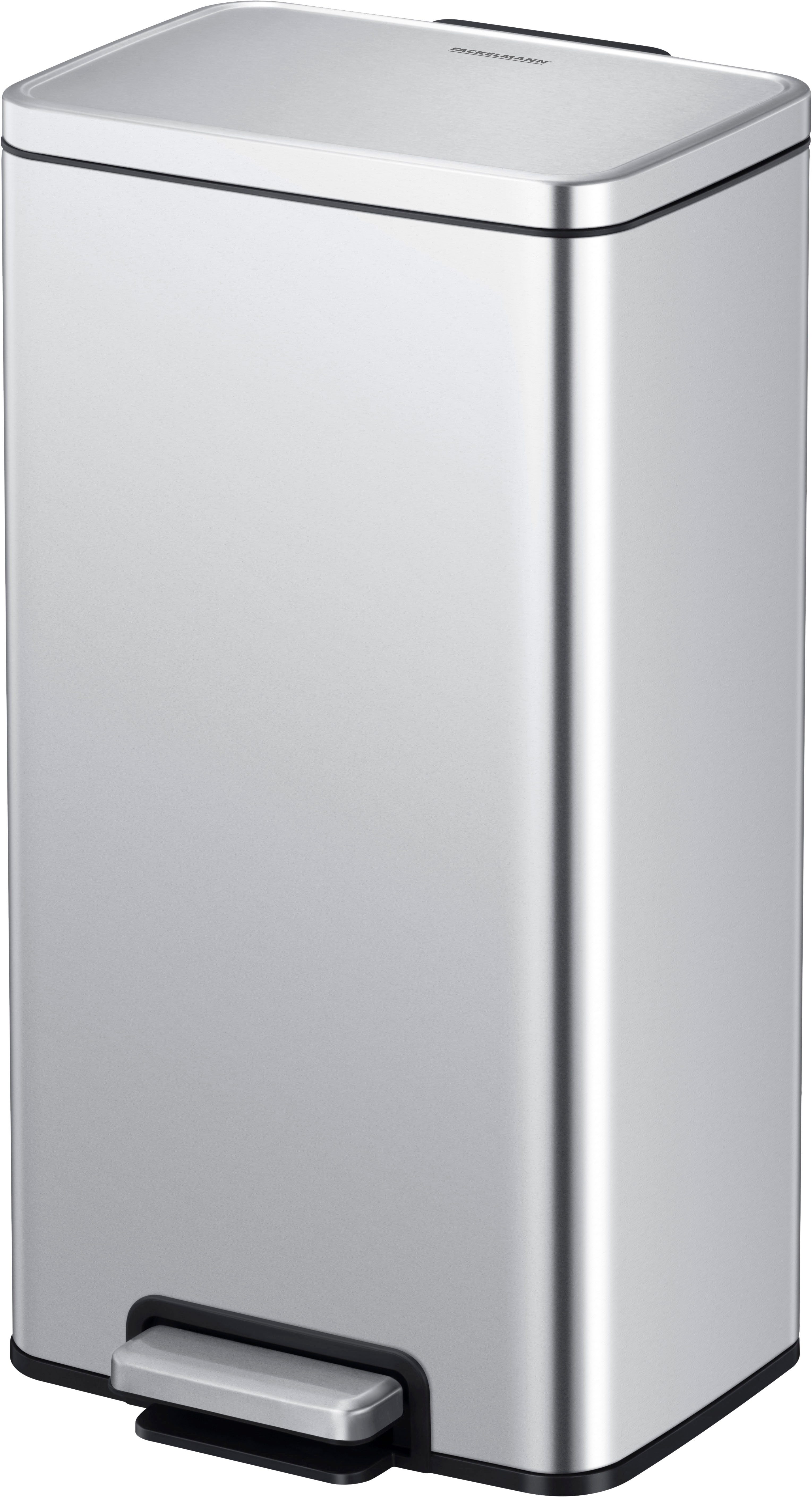 FACKELMANN Мусорные урны CHICAGO, Pedal-Abfalleimer 30L, fingerabdruckfrei, mit stabilem Pedal & Inneneimer, gedämpfter Deckel