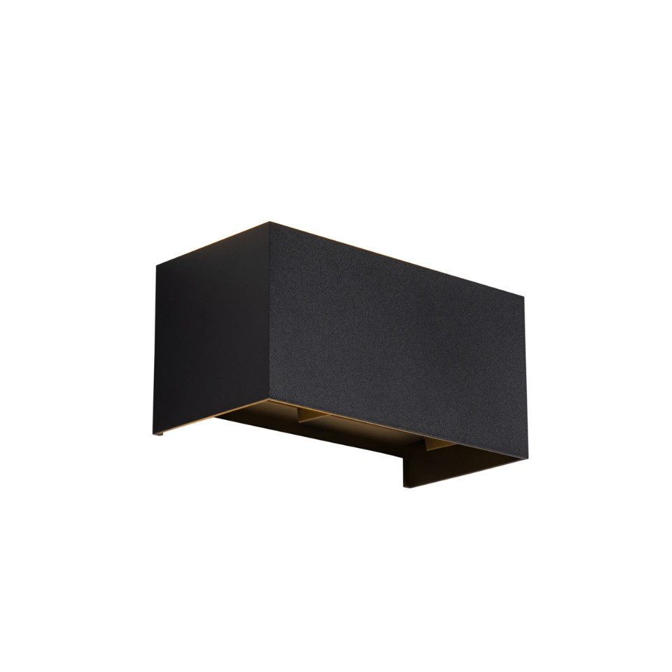 Qazqa Außen-Wandleuchte Edwin, LED fest integriert, Extra-Warmweiß, QAZQA Außen Wand­leuchte, integrated, Schwarz, Aluminium, Modern