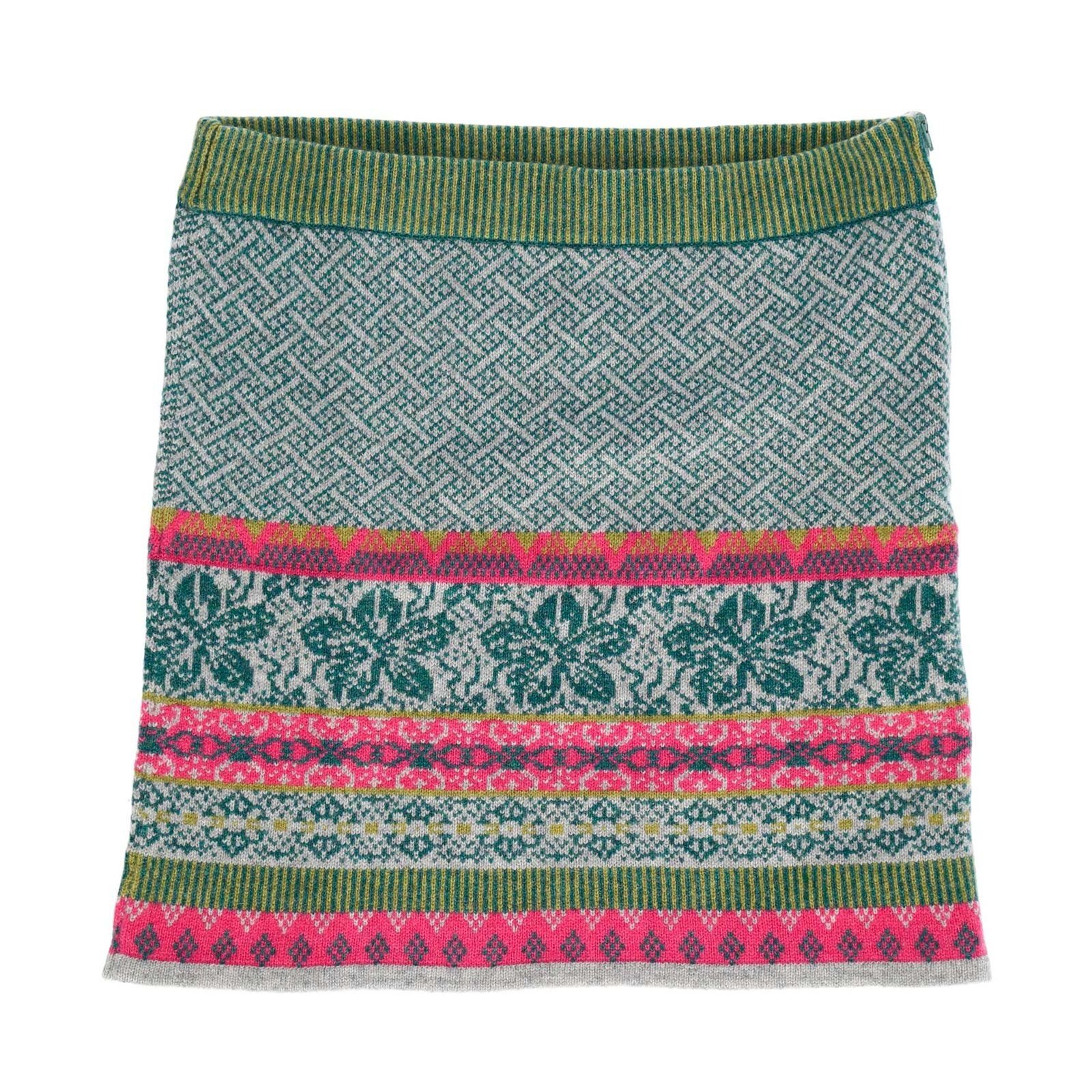 Bunter Strickrock Strickrock vom UND MAGIE Schurwolle Feinstrick KUNST Lamm aus Boho Knielang