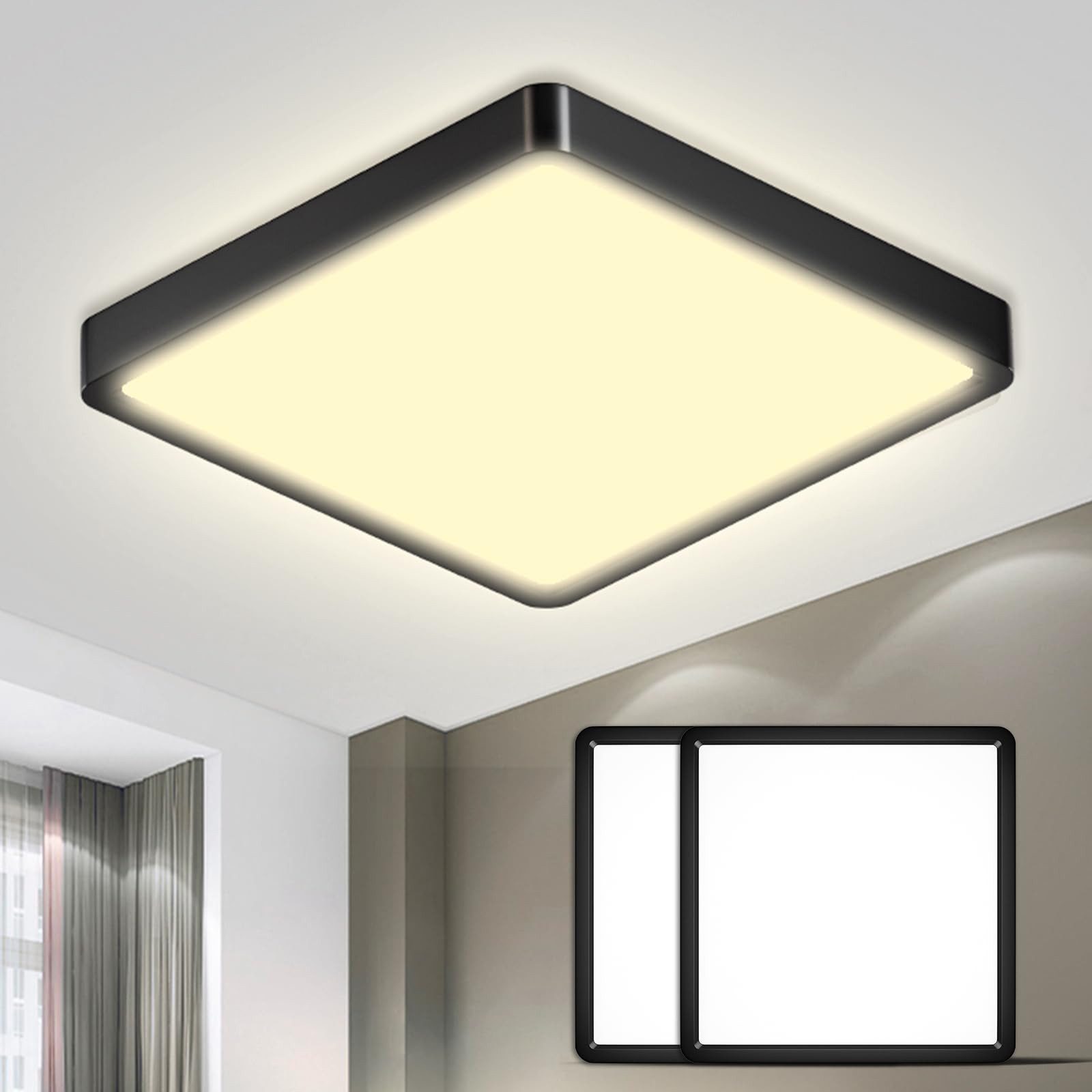 LQWELL Deckenleuchte LED Deckenlampe,Badlampe Quadrat Flach günstig online kaufen