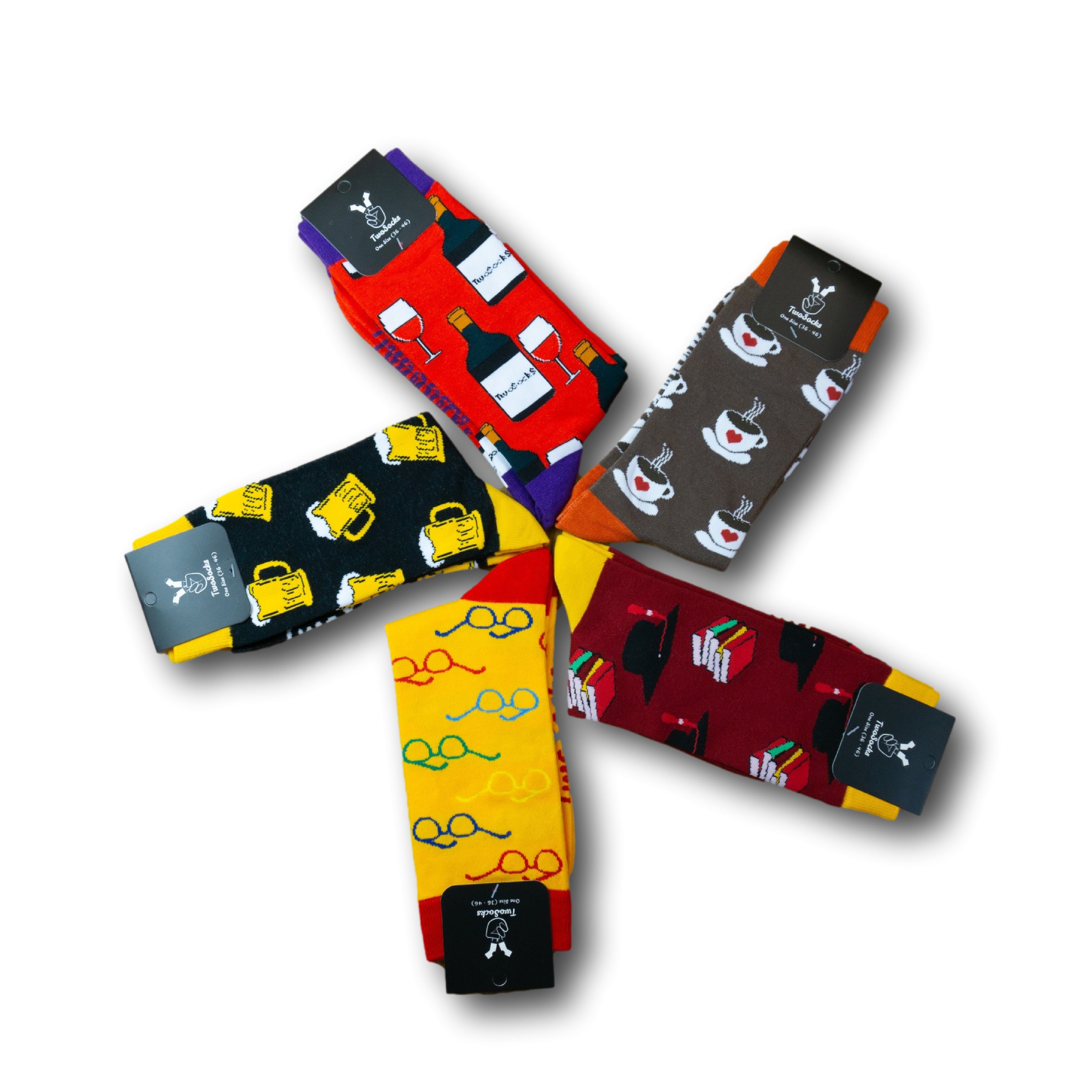 Wein Einheitsgröße Socken Lustige Socken Studenten Freizeitsocken TwoSocks Paar) 5er-Pack Bier, 5 Geschenk (Set,