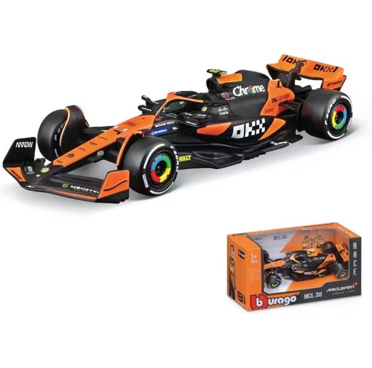 Bburago Modellauto F1 McLaren MCL38 Miami Norris #4, Maßstab 1:43